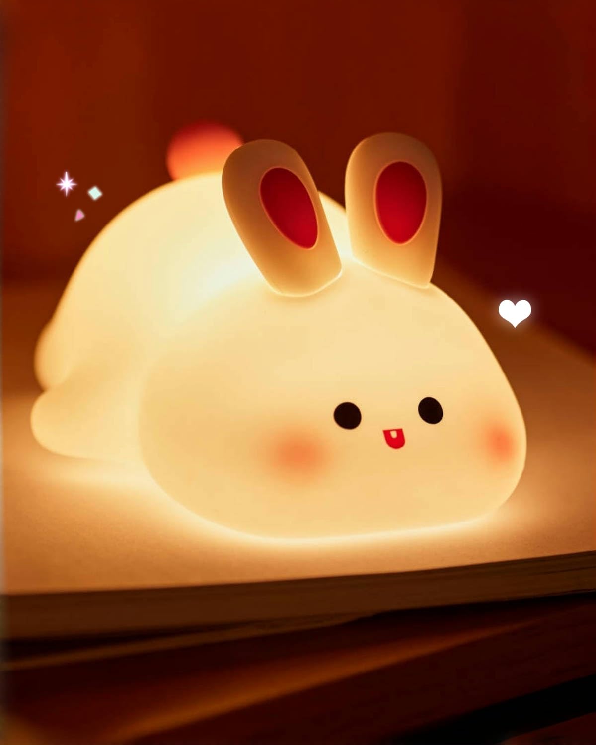 لامپ شب Big Face Rabbit Night از جنس سیلیکون، هدیه‌های خرگوشی جذاب، لامپ خرگوش‌مانند قابل فشار، لامپ شبی قابل شارژ با قابلیت تنظیم نور، لامپ شبی بچه‌گانه برای اتاق کودکان، شیردهی، اتاق خواب و اتاق نشیمن