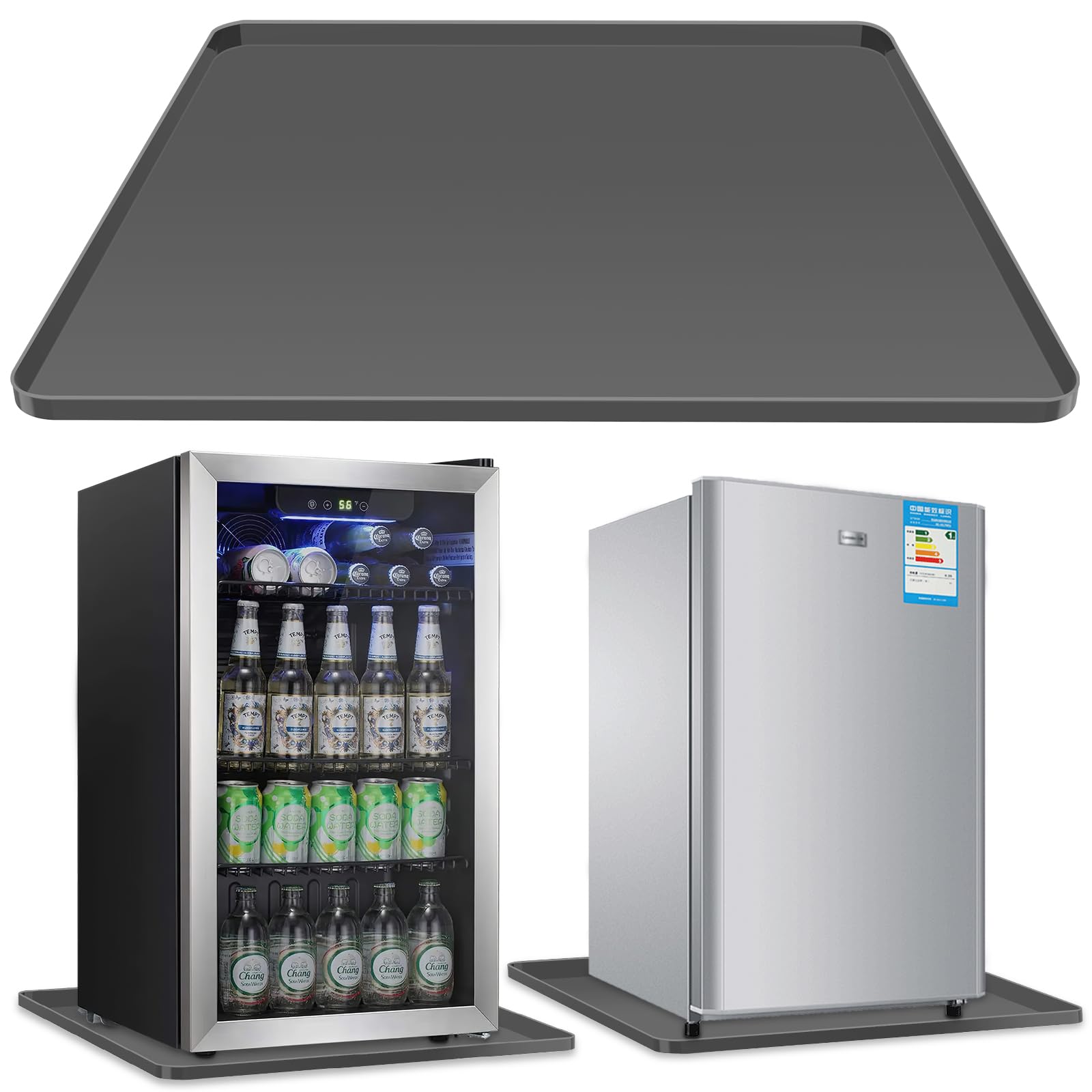 محافظ سیلیکونی مدل Insefocc برای یخچال‌های کوچک با لبه‌ی مبدل - ابعاد 24x24x0.8 اینچ - محافظ زیر یخچال کوچک جلوگیری از نشتی و ریزش آب را فراهم می‌کند، بهترین حفاظت از کف برای ابزارهای خانه‌ای (خاکستری)