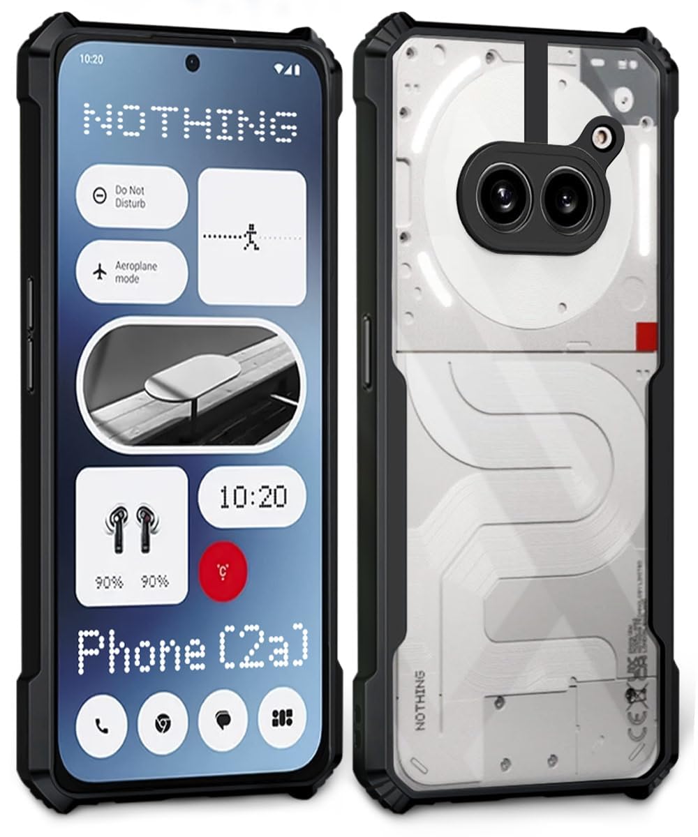 کاور ضد ضربه TPU شفاف با برد سیاه برای گوشی Nothing Phone 2a / 2a Plus که شامل پشتی سخت PC شفاف کاور کامل 360 درجه ای با محافظت دوربین از آسیب ناشی از ضربه است.