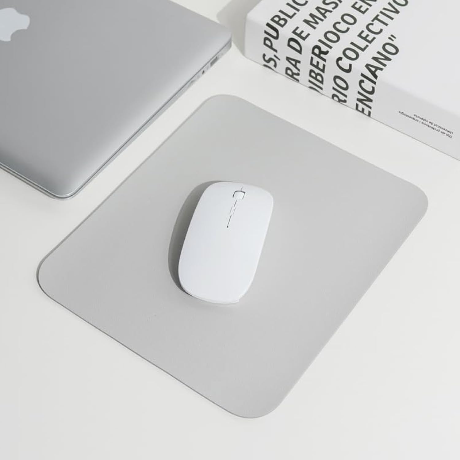 GERRIT Mouse Pad 9.84" x 8.26", Small PU Leather Mousepad with with Non-Slip, Computer Mouse Mat for Gaming, Desk, Wireless, Laptop, Travel, Office (grey)