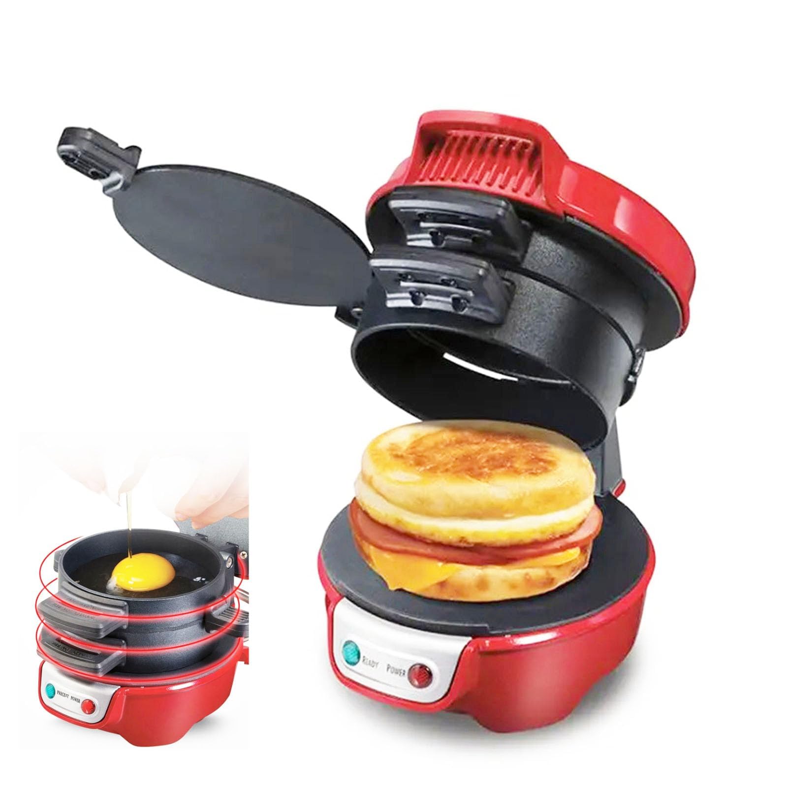 ساندویچ‌ساز صبحانه NALACAL 3 in 1 - ساز تخم مرغ McMuffin، پختگیر ضد چسب ، گریل چندمنظوره، توستر برقی، پخت‌کننده‌ی همه کاره برای صبحانه سریع