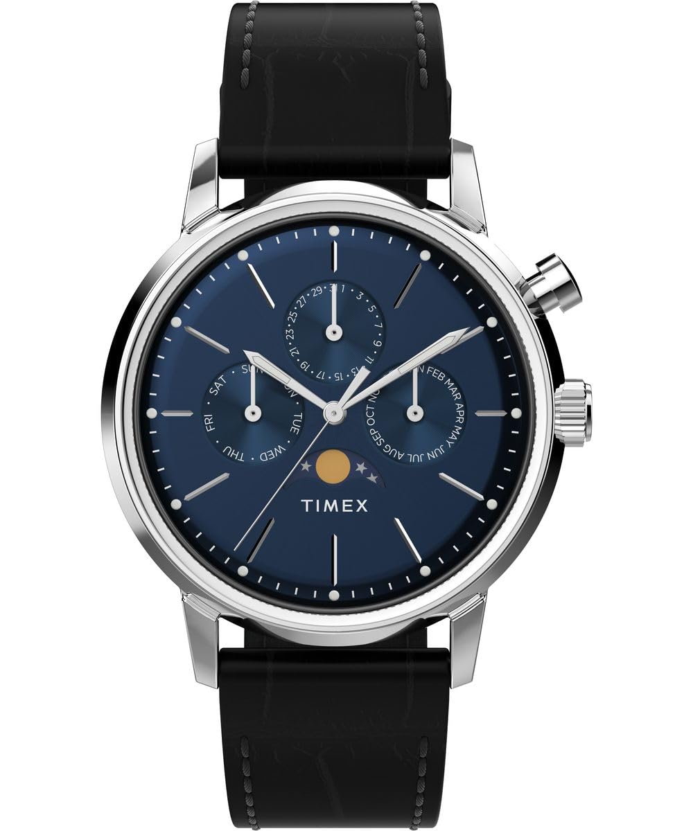 ساعت مچی کوارتز مردانه تیمکس با صفحه نمایش چندگانه Marlin Moonphase Black