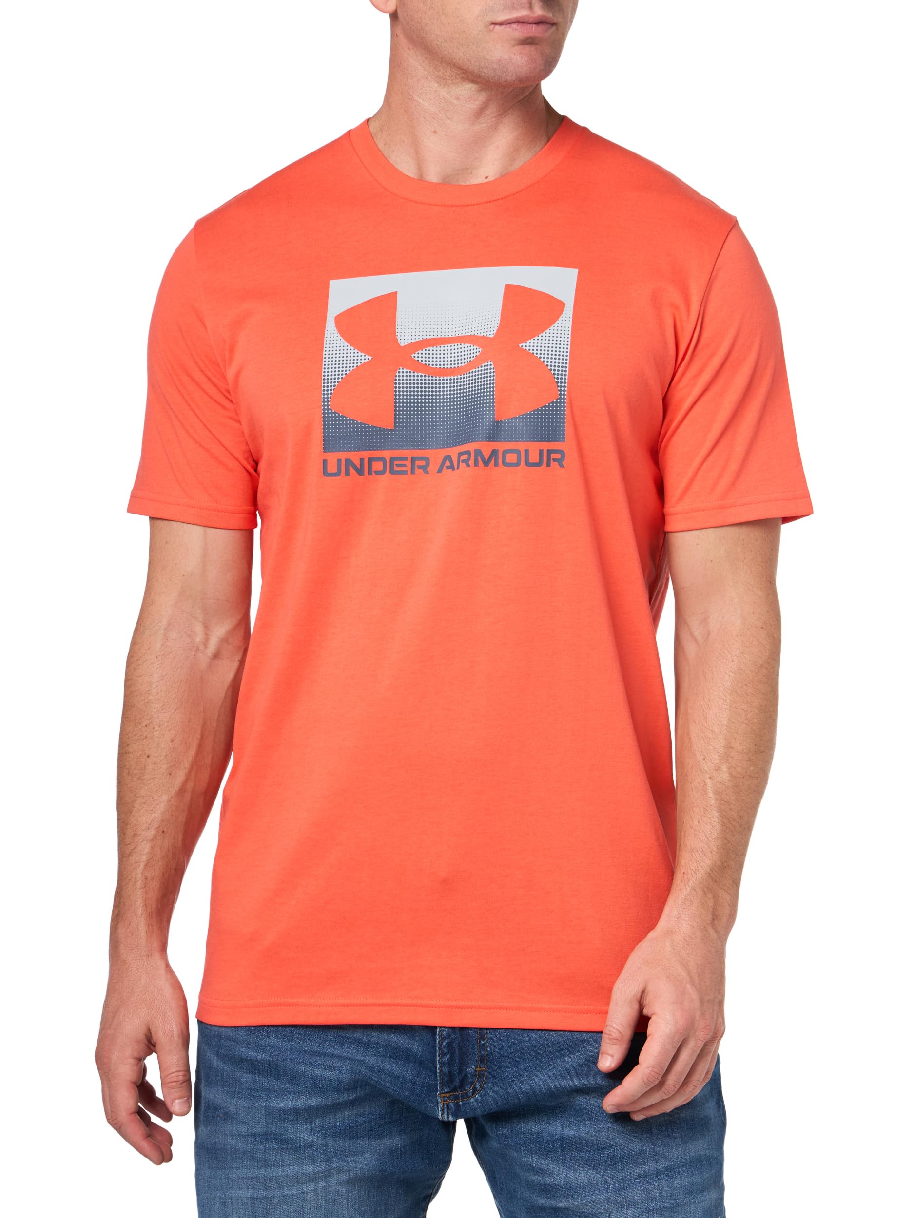 مردانه زیر باله زیر بغل UA UA کت تی شرت UA M BOXED SPORTS UPDATED SS M آتشی / / مد خاکستری