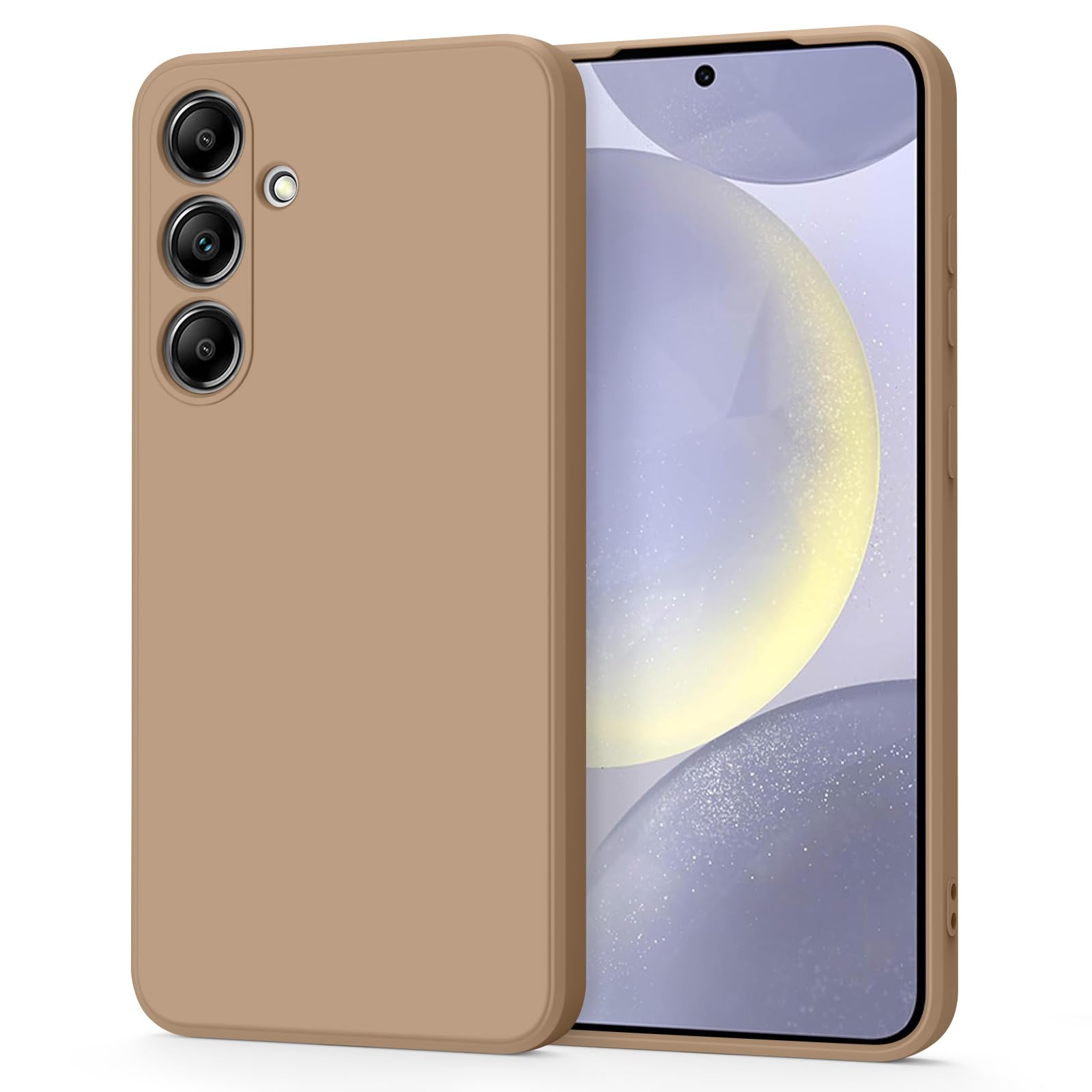 سازگار با Samsung Galaxy S24 5G Case، پوشش Premium Silicone ارتقاء یافته، [محافظت از دوربین] [لاینینگ میکروفایبر نرم ضد خش] محافظ گوشی ضد ضربه برای Samsung S24 5G (قهوه ای)