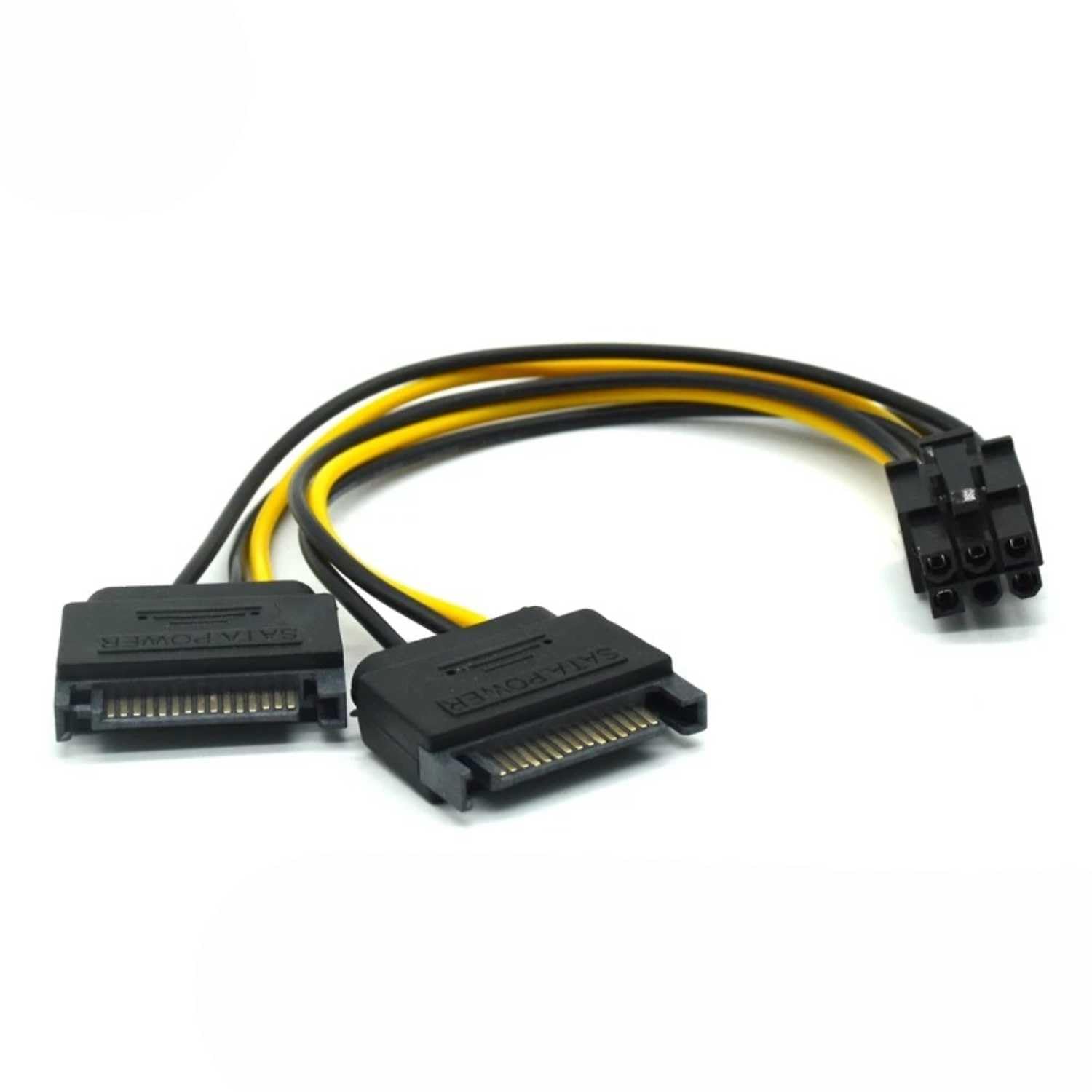 کابل تبدیل کننده تغذیه PSU پاور SATA 15 پین دوگانه به 6 پین PCI-E