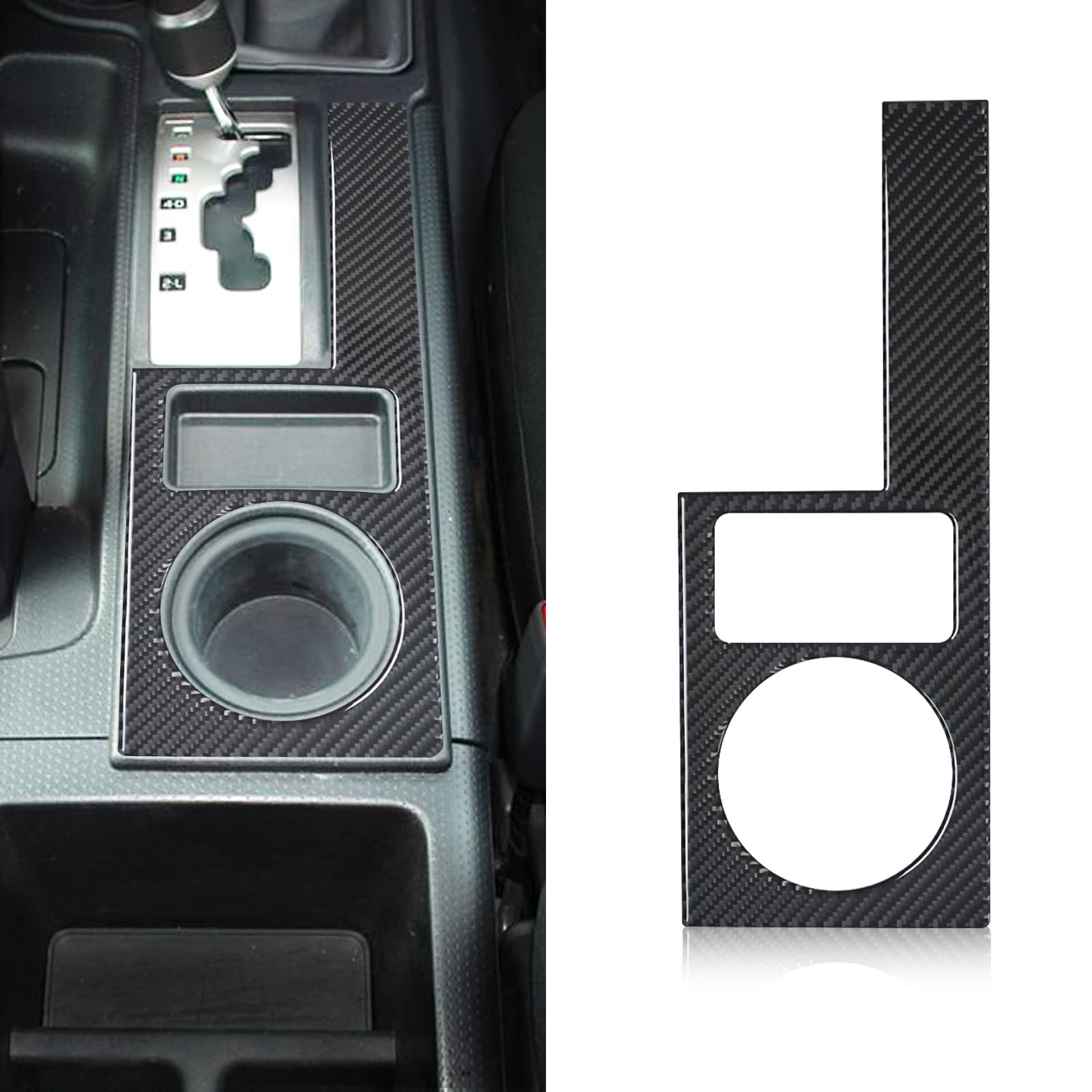 سازگار با تویوتا FJ Cruiser 2007-2017، داخلی مرتبط با YAMUDA، پانل عقب مرکزی نگهدارنده فنجان کاپ، لوازم جانبی تزئینی نرم فیبر کربن (مشکی)