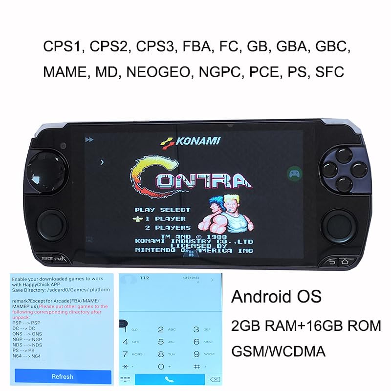 SmartUAE - کنسول بازی نوستالژیک PSP Classics با نمایشگر IPS 5.0 اینچی، کنسول دستی بازی GBA FC CP1 2 MD و 2 دسته بازی