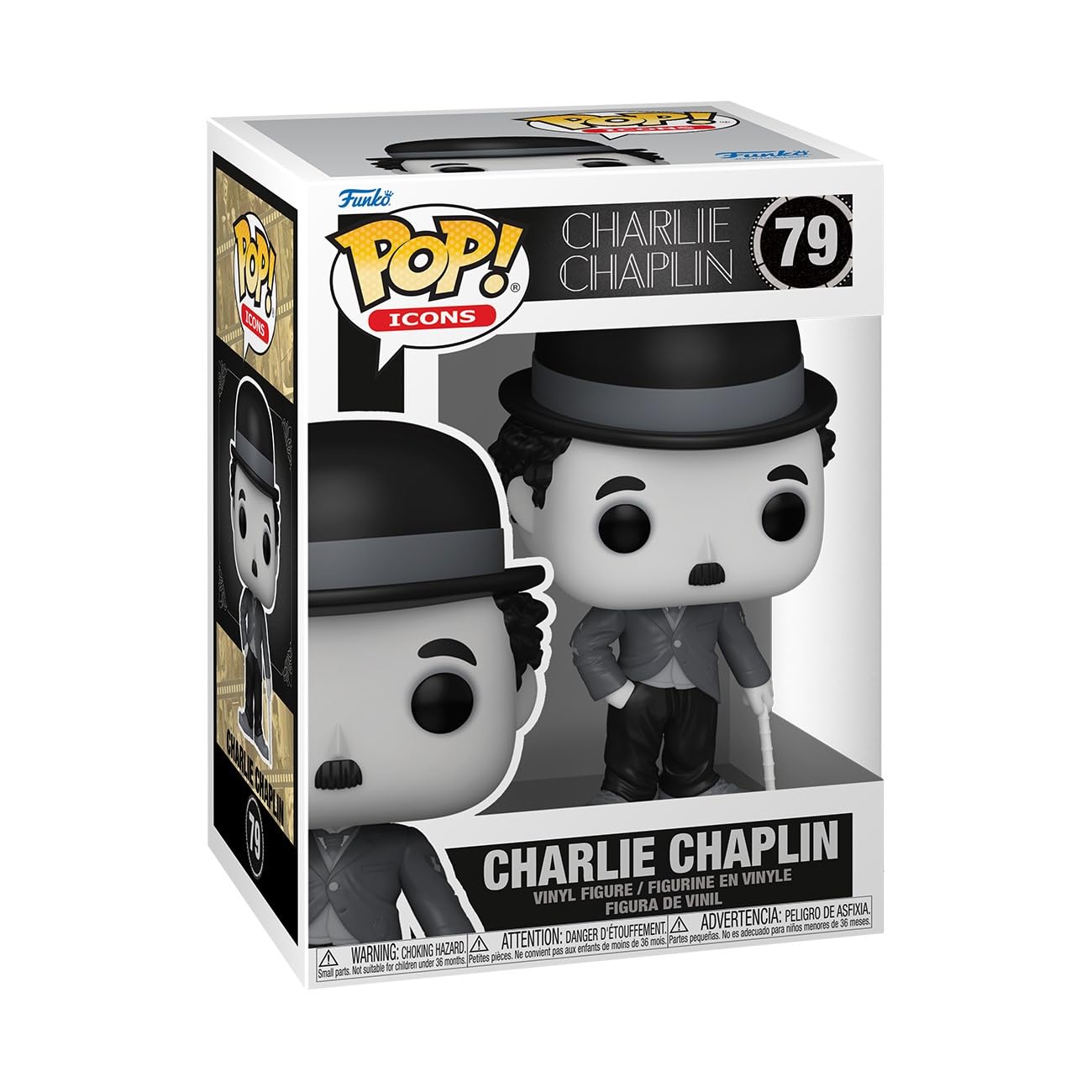 فیگور وینیل قابل جمع‌آوری کاراکترهای Funko Pop! Icons: چارلی چاپلین - ایده هدیه - محصول رسمی - اسباب‌بازی برای کودکان و بومجان‌ها - طرفداران فیلم‌ها - فیگور جمع‌آوری و نمایشگاه