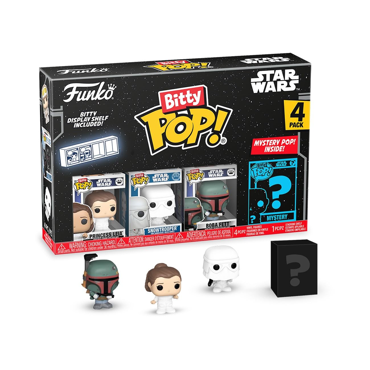 Funko Bitty Pop! SW - Leia 4pk ترجمه نمی‌شود
A Surprise Mystery Mini Figure - 0.9 Inch (2.2 Cm) - Star Wars Collectable - Stackable Display Shelf Included - Gift Idea - Party Bags Stocking - Cake Topper ترجمه نمی‌شود