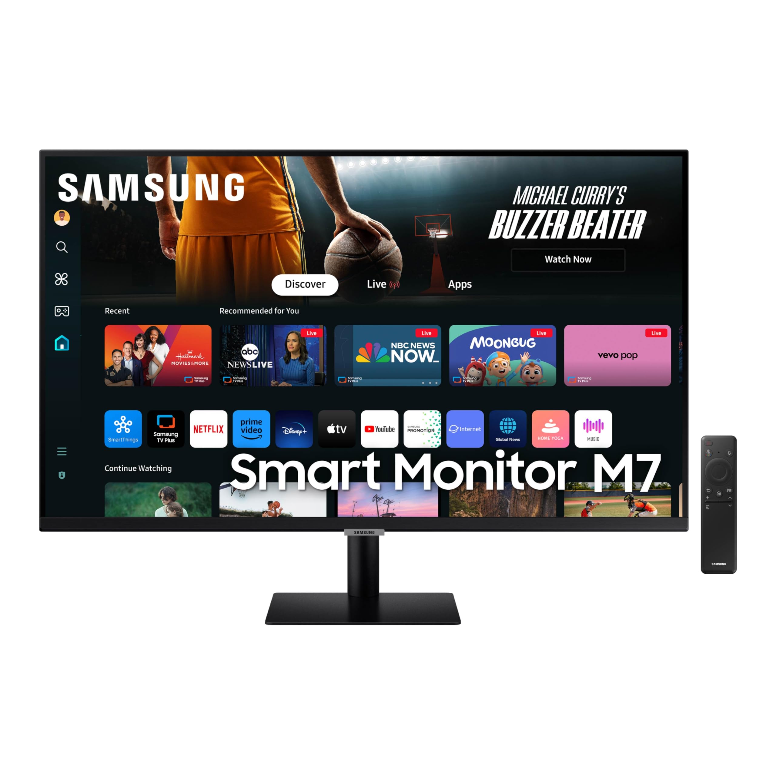 تلویزیون هوشمند 32 اینچی سامسونگ مدل M7 (M70D) سری 4K UHD با اسپیکر، HDR10، درگاه USB-C، درگاه‌های چندگانه، Gaming Hub، ریموت SolarCell، ابزارهای دسترسی‌پذیری بصری، LS32DM702UNXGO، سیاه 32 اینچی 2024