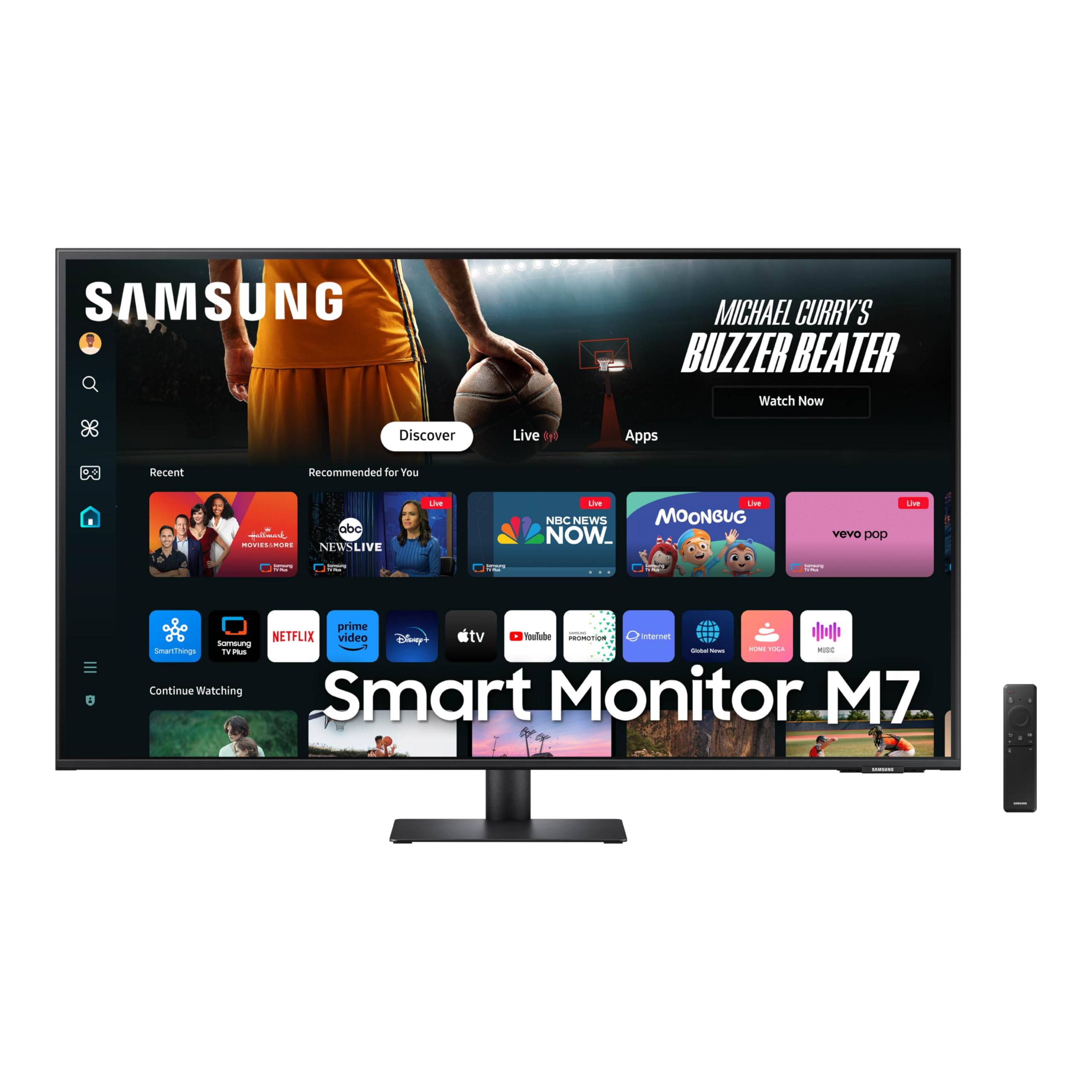 تلویزیون هوشمند ۴K UHD سامسونگ 43 اینچ مدل M7 (M70D) با اسپیکر، HDR10، پورت‌های متعدد، Gaming Hub، ریموت SolarCell، ابزارهای دسترسی‌پذیری بصری، LS43DM703UNXGO، سال 2024، رنگ مشکی 43 اینچ سامسونگ