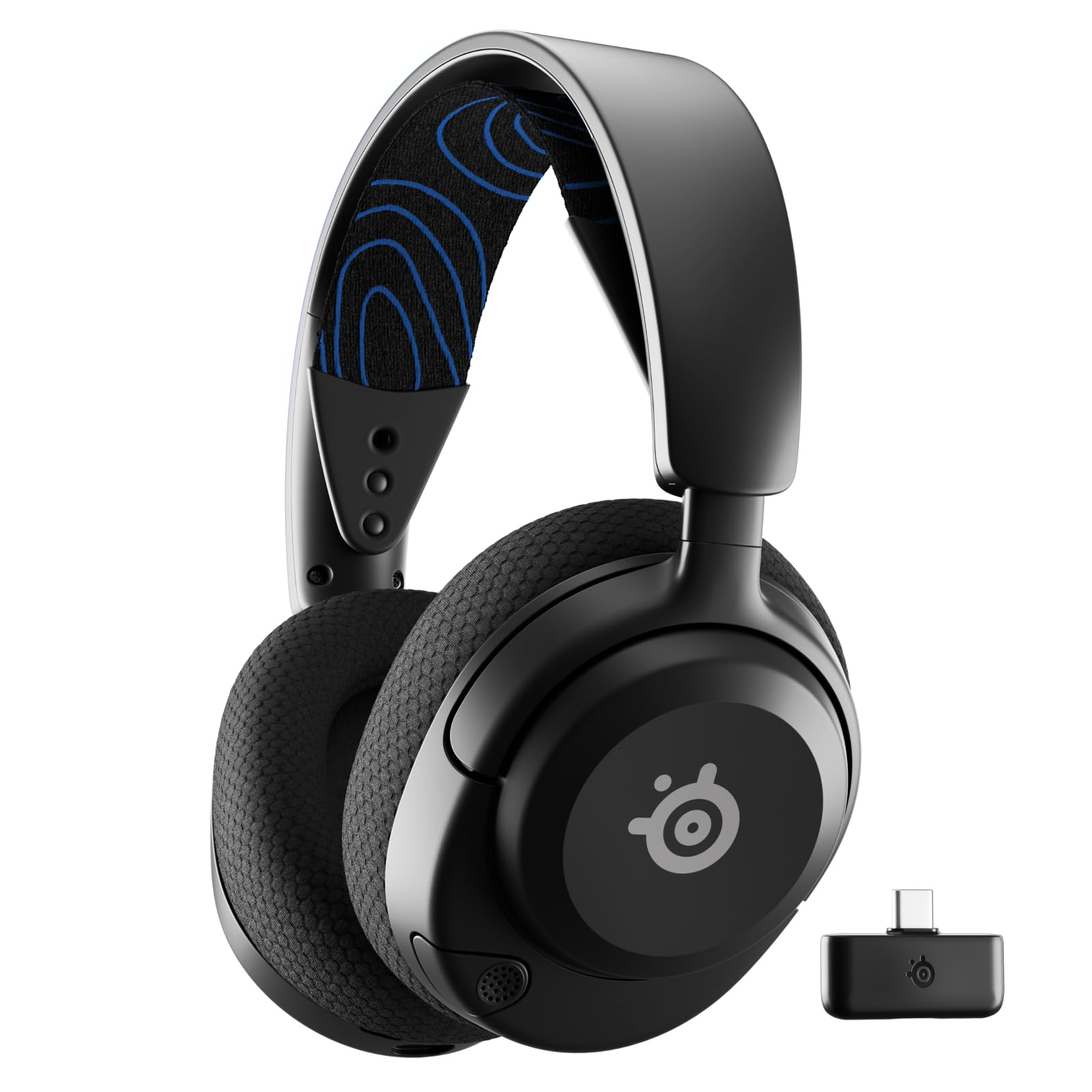 هدست بازی SteelSeries Arctis Nova 5P بی‌سیم - هدست بازی PS5 - بیش از 100 پیش‌تنظیم صدا از طریق نرم‌افزار - درایورهای مغناطیسی نئودیمیم - باتری 60 ساعته - 2.4 گیگاهرتز / بلوتوث - میکروفون ClearCast Gen2.X - پشتیبانی از PS4 ، کامپیوتر شخصی ، Switch ، موبایل