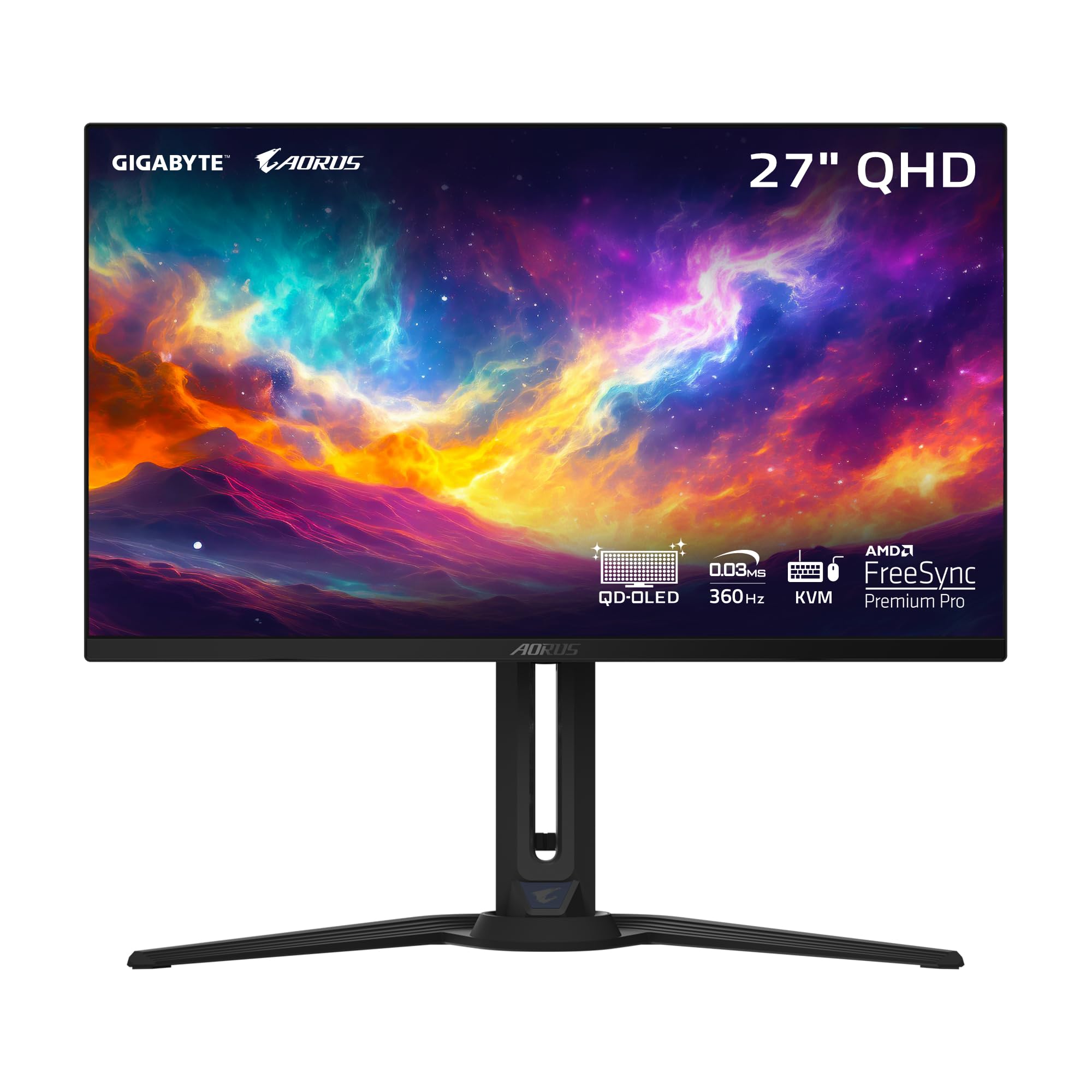 مانیتور بازی گیگابایت - AORUS FO27Q3-27 "QD OLED - QHD 2560x1440-360Hz - 0.03 میلی ثانیه GTG - AMD FreeSync Premium Pro - Type C KVM - HDMI، DP، Type C - قابلیت تنظیم ارتفاع - رنگ مشکی 27 "QHD 360Hz | OLED | صفحه مسطح | قابلیت تنظیم ارتفاع و تیلت