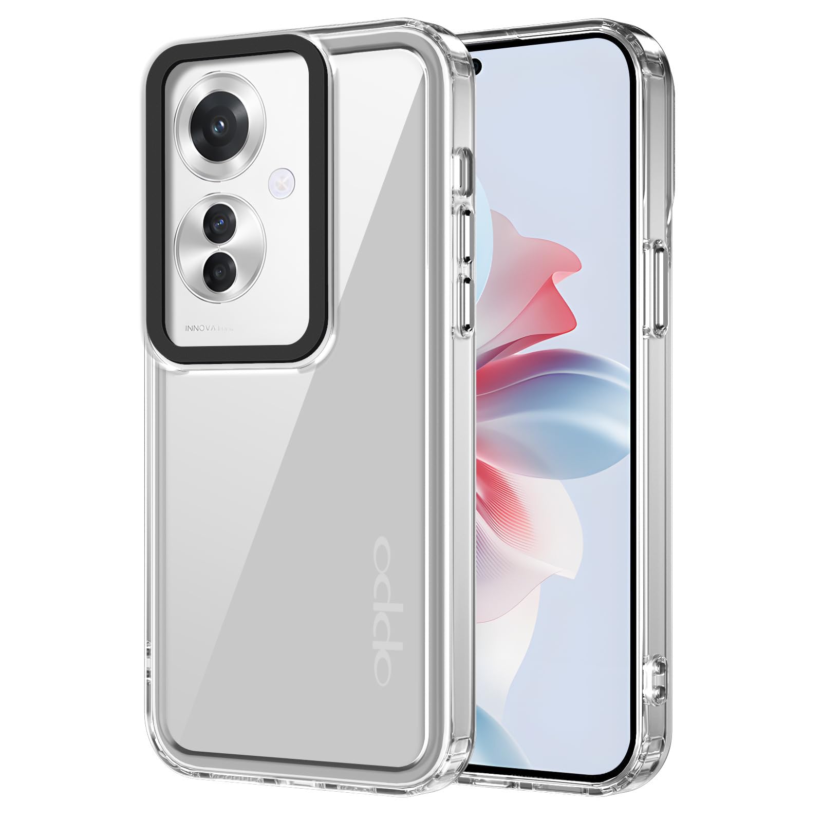 مورد پوشش کلاهه شفاف برای Oppo Reno 11 F 2024، پشتی سخت و باریک با ضدضربه، ضدزرد شدن، سازگار با شارژ بی‌سیم برای Oppo Reno 11 F 6.7 اینچ