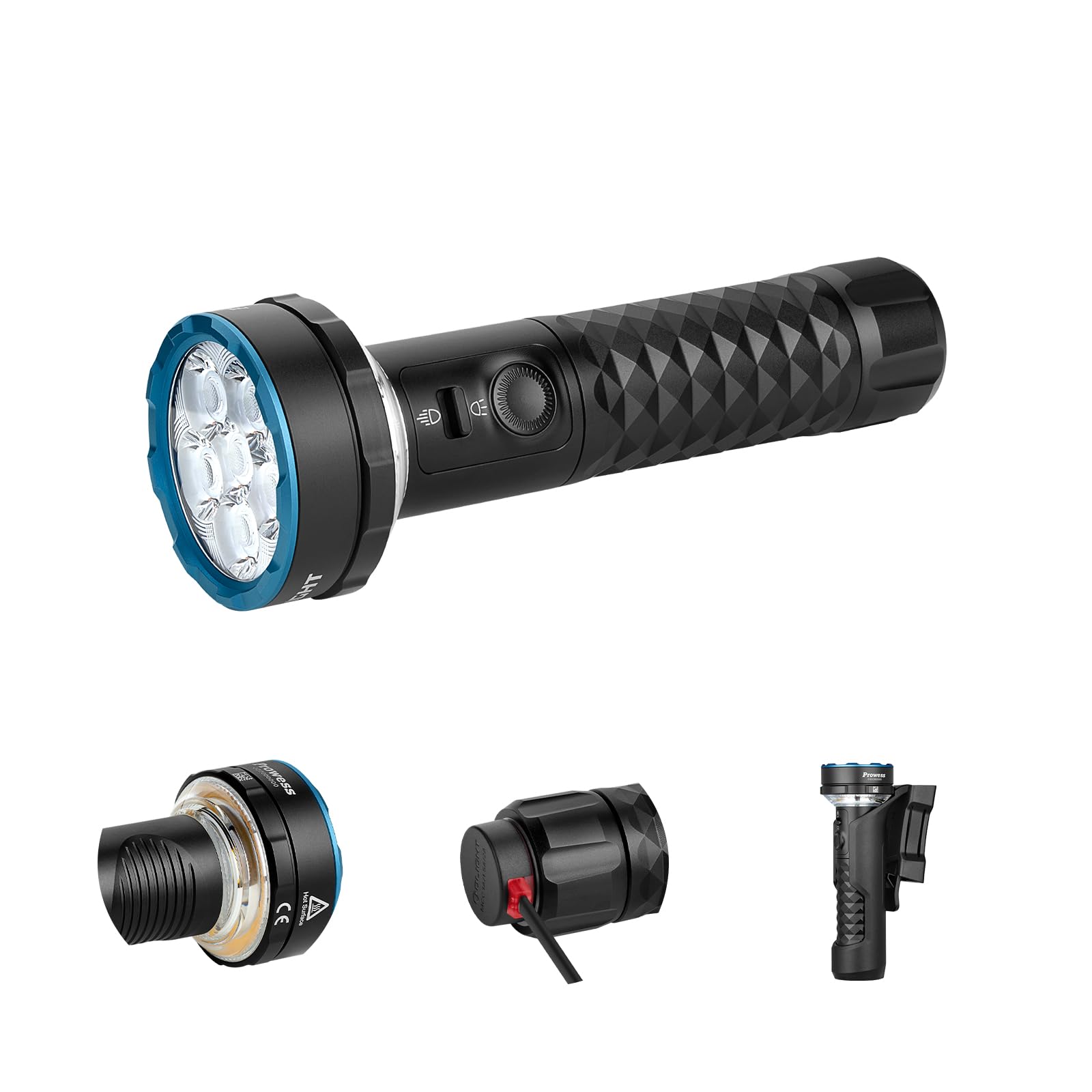 لامپ قوه قابل شارژ OLIGHT Prowess با نور LED سفید سرد چند منظوره با نوردهی دو طرفه برای کار در شب، کمپینگ (سیاه)