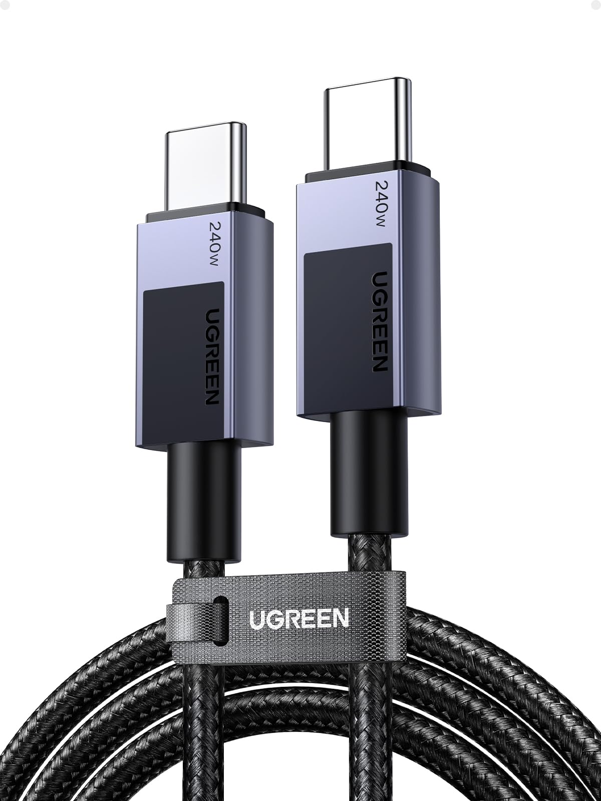 UGREEN 240W کابل USB C 2M، PD 3.1 نوع C به نوع C کابل شارژ سریع، انتقال داده 480Mbps برای MacBook Pro / Air، iPad Pro / Air 4، Galaxy S25 / 24/23 Ultra، iPhone 15/16 pro max، Huawei P70