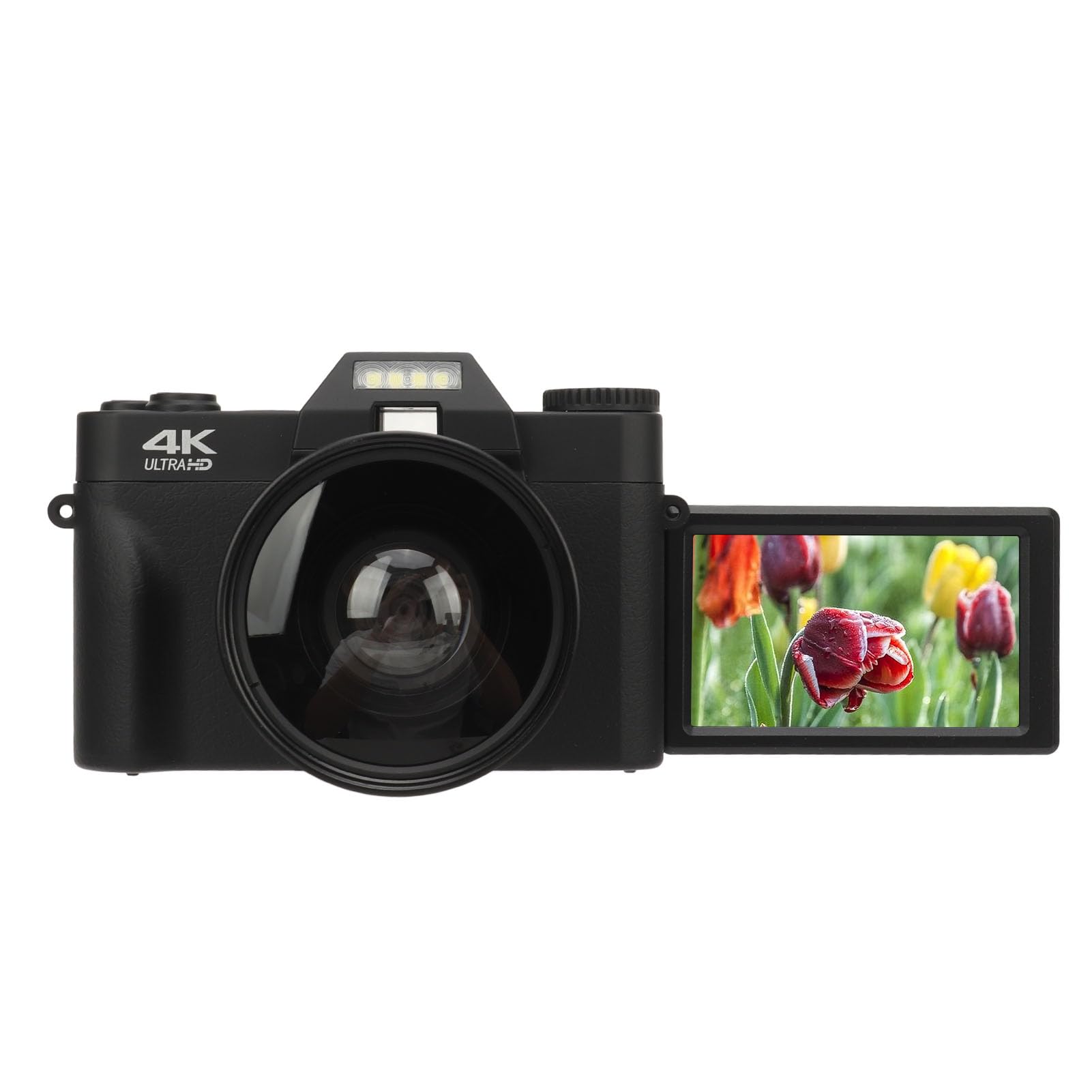 دوربین دیجیتال Jiawu 4K برای عکاسی با فوکوس خودکار، دوربین سفری کوچک با صفحه 180 درجه قابل چرخش و زوم دیجیتال 16X، دوربین ولاگینگ 48 مگاپیکسل