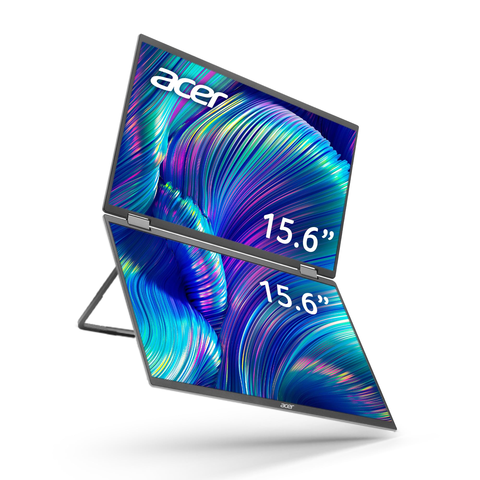 مانیتور قابل حمل دو صفحه قابل تاشد آیسر PD163Q 15.6 اینچ FHD 1080P | اتوماتیک Pivot، مشاهده بعد و عرض | بلندگوهای 2 واتی×2 | پلاگ و پلی برای کامپیوترها | ۲ عدد پورت USB 3.1 نوع C و ۱ عدد Mini HDMI