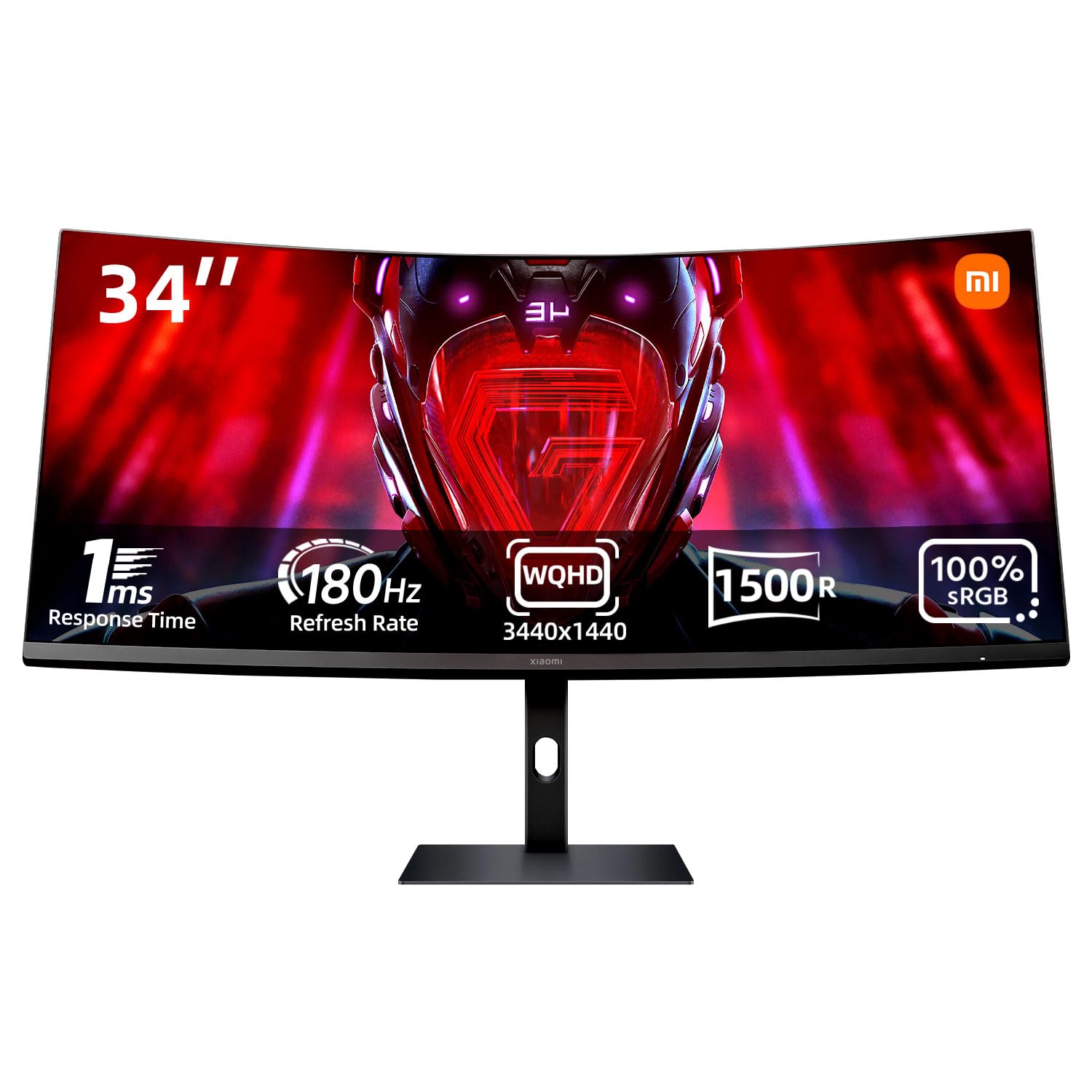 مانیتور بازی شیائومی منحنی 34 اینچ 180Hz نرخ تازه‌سازی بالا 1 میلی‌ثانیه سریع FreeSync Premium Professional Calibration 95٪ DCI-P3 100٪ sRGB* نور کم آبی پایین مناسب برای صفحه نمایش کامپیوتر صفحه نمایش رومیزی