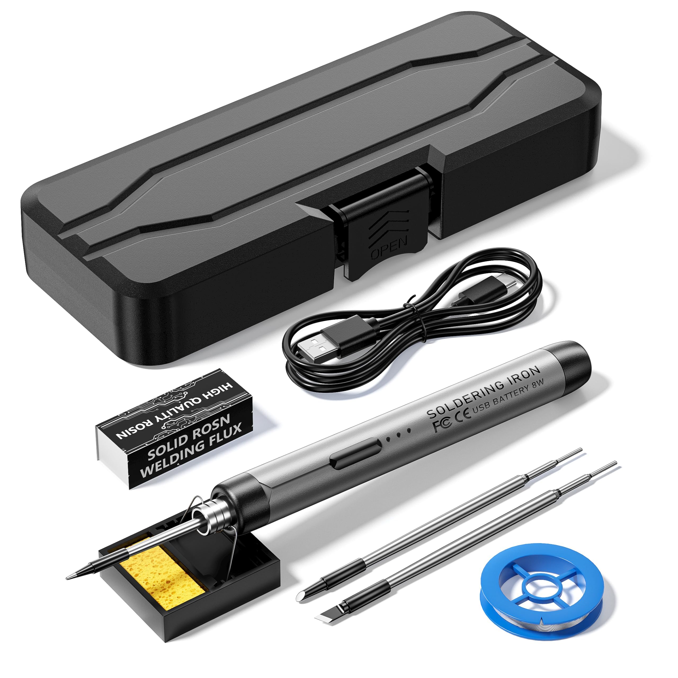 آهنگری پخت #Azonee، بی‌سیم، قابل شارژ USB قابل حمل، 3 سرعت دما قابل تنظیم، روزین، ایستگاه آهنگری، جعبه ذخیره‌سازی، هسته گرمایشی، آهنگری