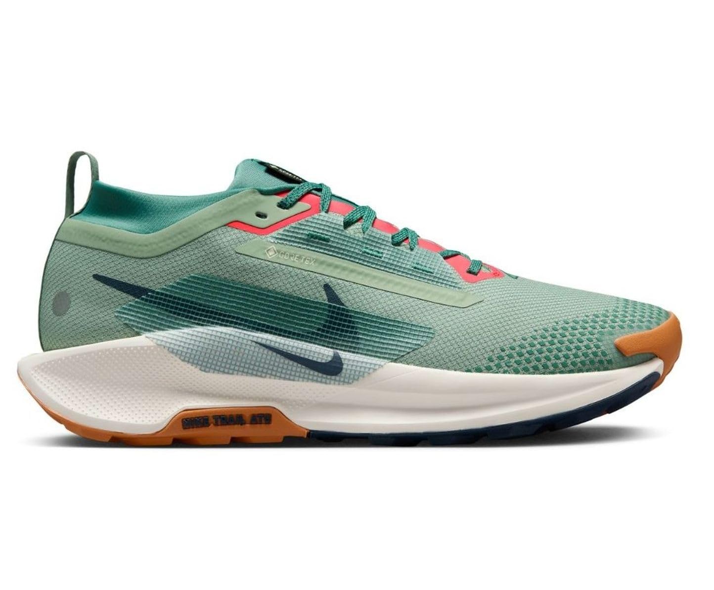 کفش ورزشی مردانه Nike Pegasus Trail 5 Gore-tex با سایز 45 اروپا، رنگ خاکستری سیمانی، نیروی نظامی نیمه شب و سبز جادویی Nike Nike.
