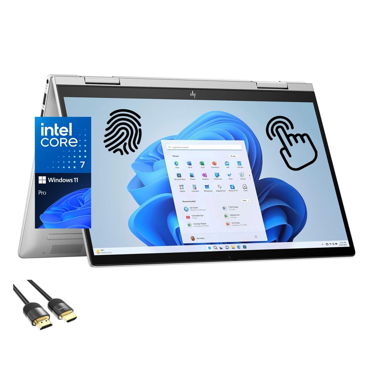 لپ تاپ HP Envy 2-in-1، نمایشگر لمسی 14 اینچی FHD، اینتل 10 هسته ای 7-150U (تا 5.4 گیگاهرتز)، 16 گیگابایت رم، 1 ترابایت حافظه داخلی SSD PCIe، WiFi 6E، صفحه کلید با نور پس زمینه، خواننده اثر انگشت، وبکم، پورت USB-C، HDMI، ویندوز 11 Pro (ارتقاء یافته)