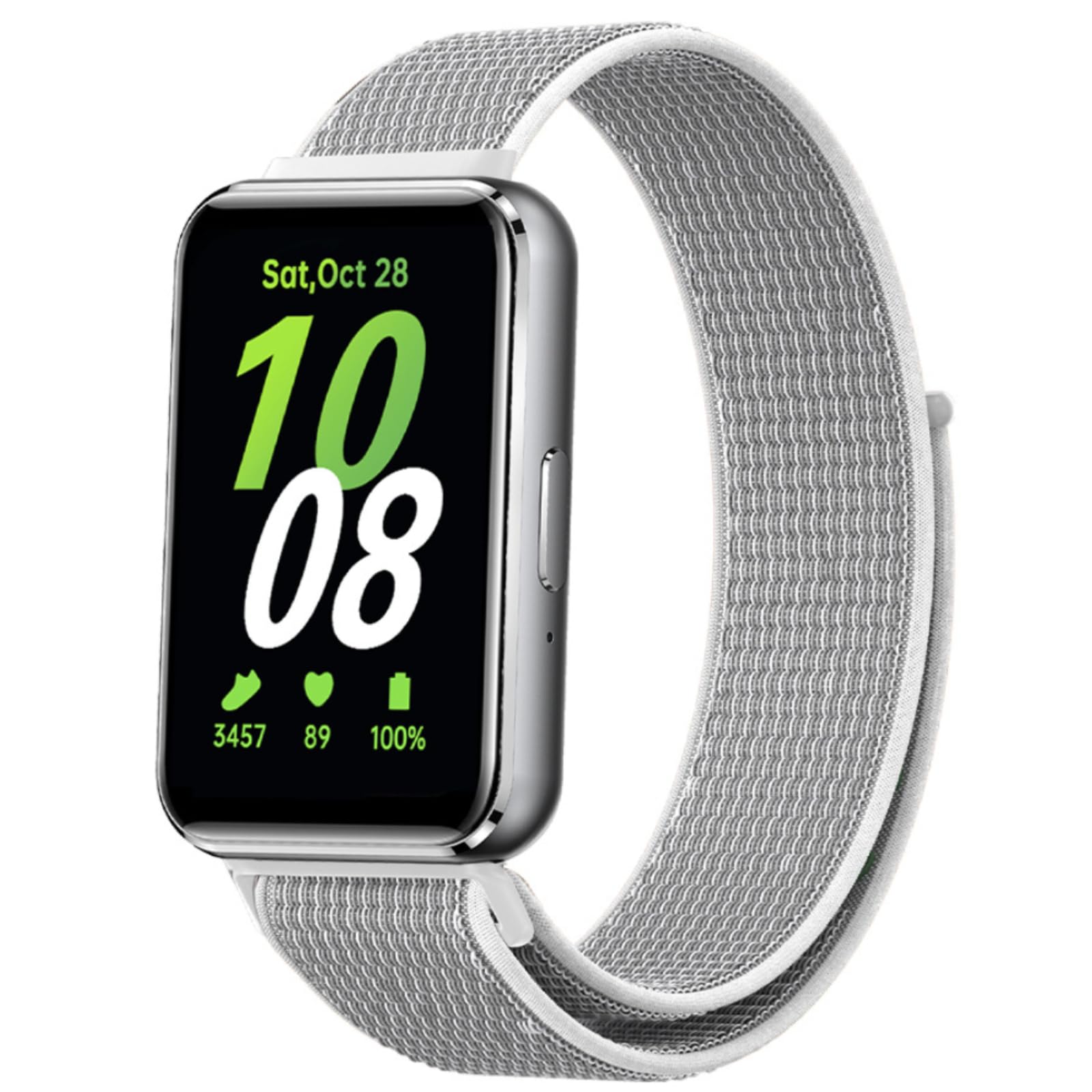بند نایلون NESLIN سازگار با ساعت هوشمند سامسونگ Galaxy Fit 3 SM-R390 ، بند نایلون بازوی قابل تنفس و بند مغناطیسی جایگزین برای ساعت هوشمند سامسونگ Galaxy Fit 3 SM-R390 مخصوص آقایان و بانوان رنگ خاکستری
