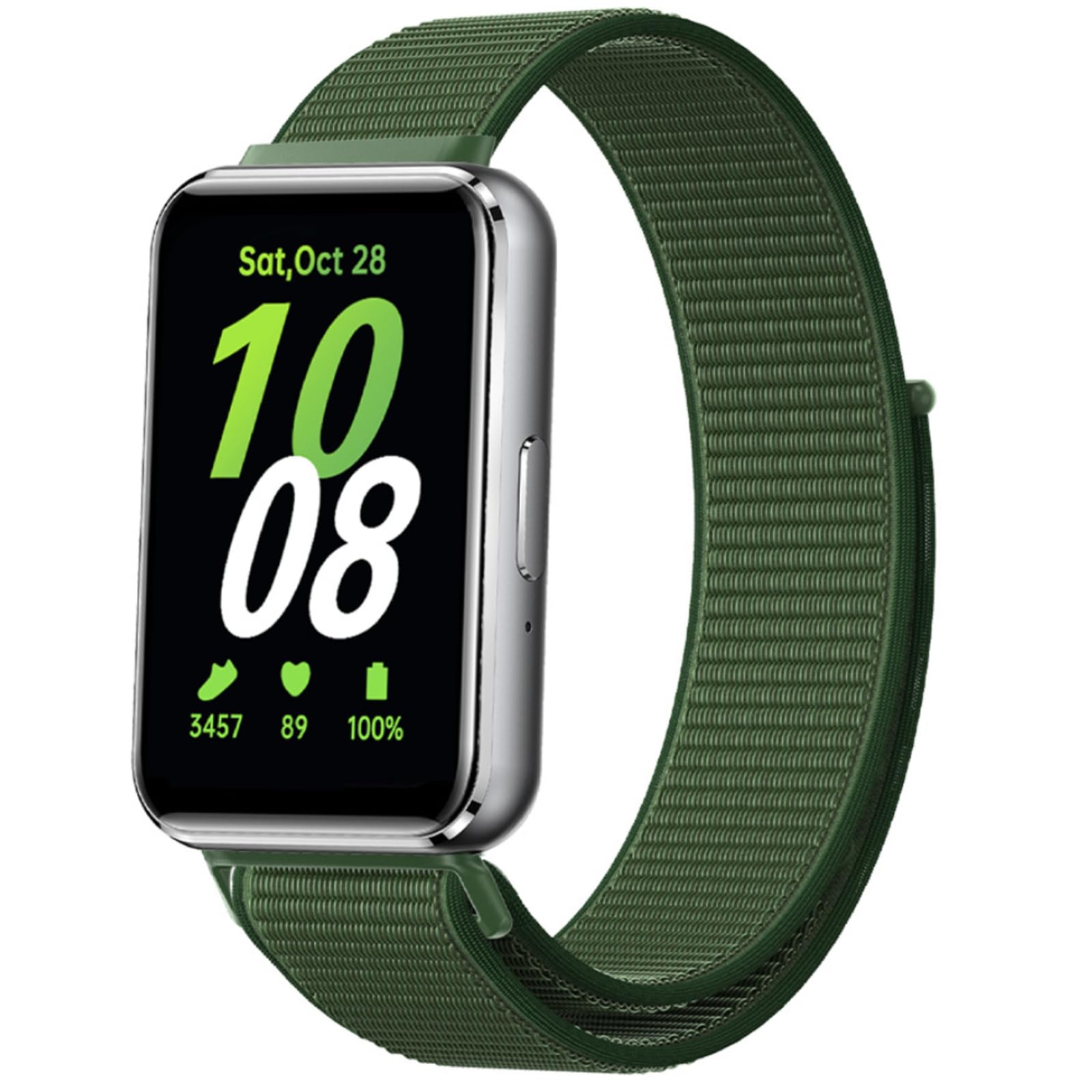 نایلون مچ‌بند NESLIN سازگار با Samsung Galaxy Fit 3 SM-R390 2024، مچ‌بند حلقه‌ای نایلونی تنفس پذیر، جایگزین مچ‌بند مغناطیسی برای Samsung Galaxy Fit 3 SM-R390 مردان و زنان رنگ سبز