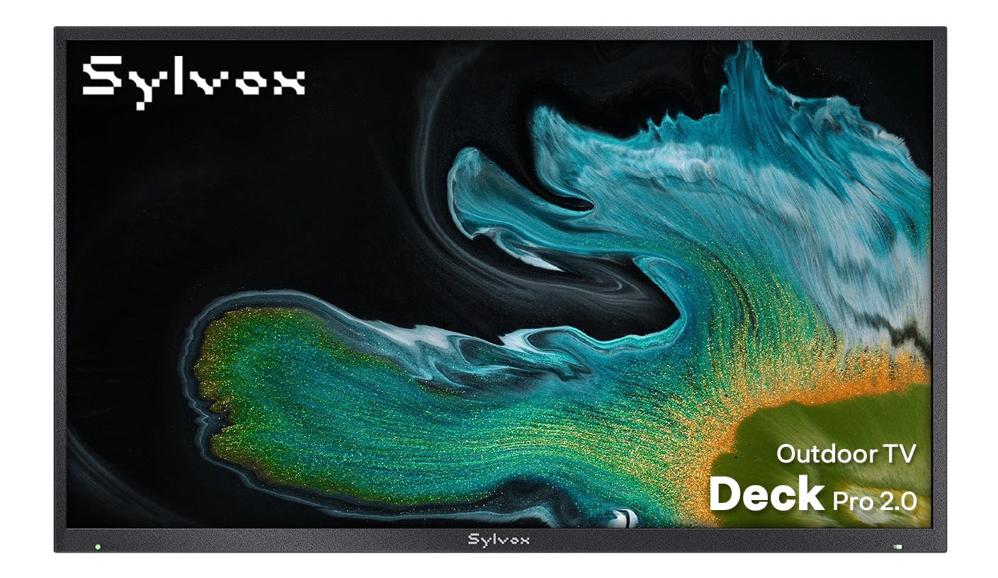 SYLVOX Outdoor TV، تلویزیون هوشمند ضد آب 43 اینچ، 4K، HDR 10، مقاوم در برابر آب و هوا، 1000 نیت، ریموت کنترل صوتی، برای مناطقی که نور خورشید جزئی دارند (مدل جدید دک Pro 2.0، دک Pro 2.0 43 اینچ، 2024)