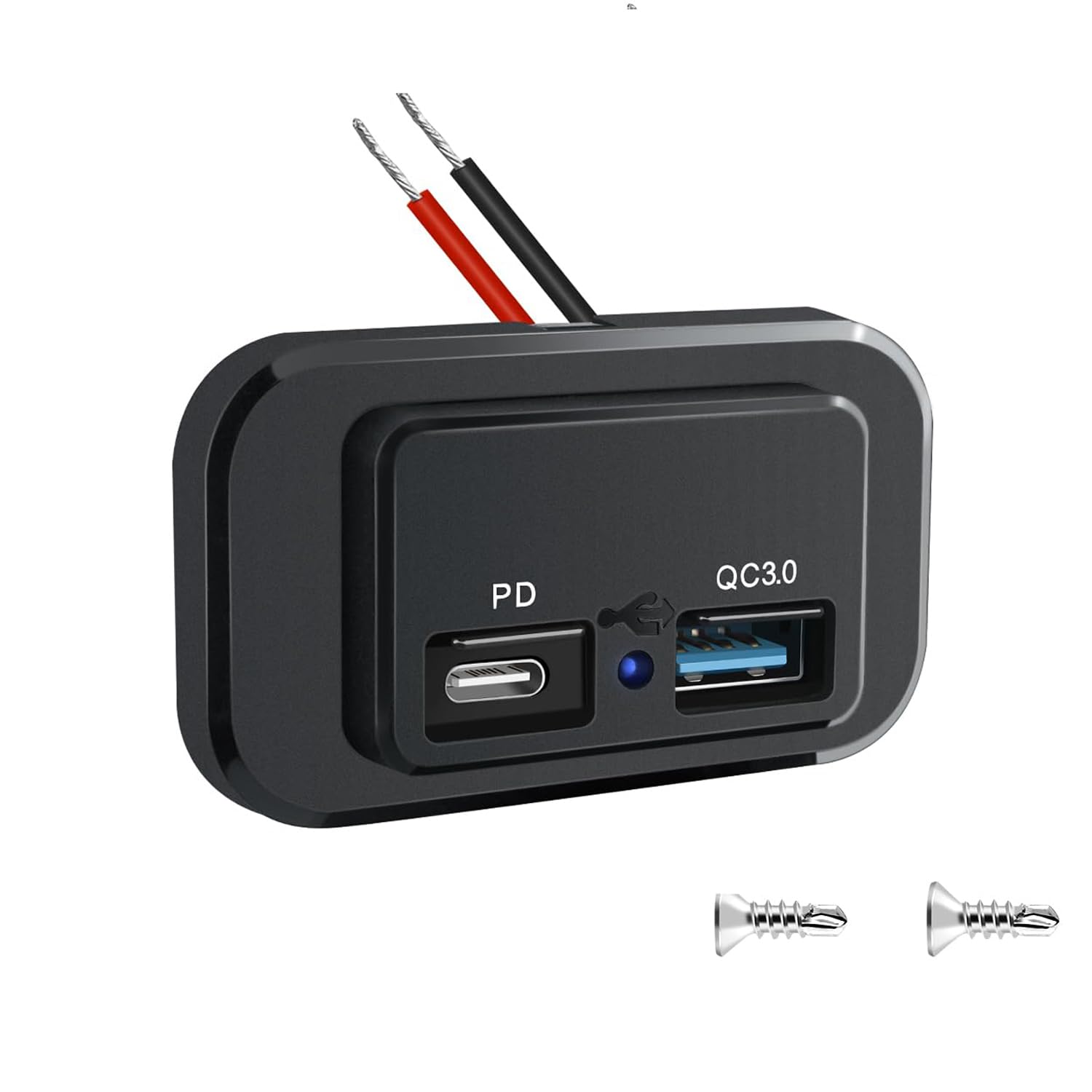 2 پورت خروجی USB 12 ولت/24 ولت با توان 58 وات، دوامیده Quick Charge، پورت PD Type-C (USB C) و QC3.0 USB پنل نصب دیواری شارژر خودرویی برقی برای RV، قایق دریایی، اتوبوس، ATV، موتورسیکلت و کامیون