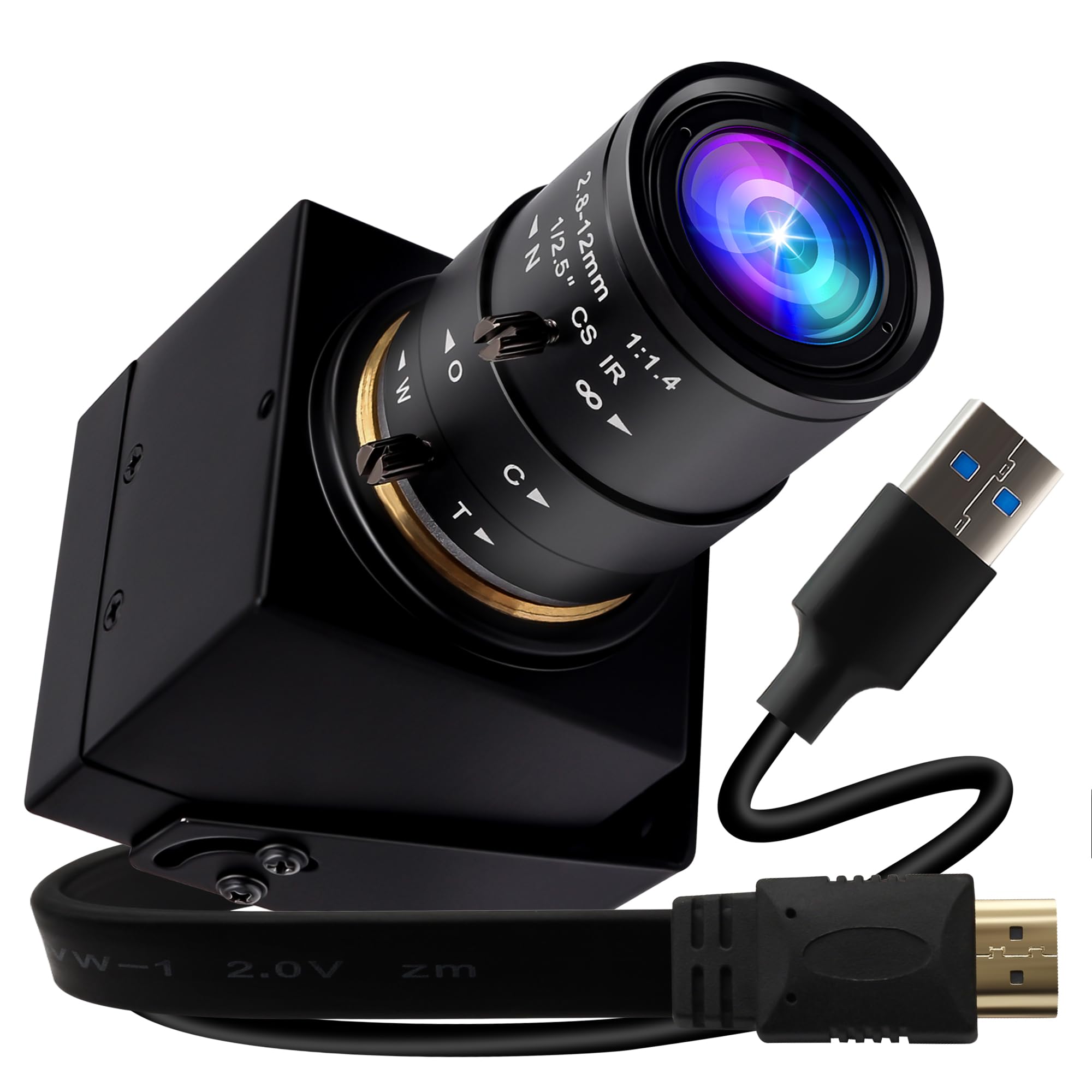 دوربین یو.ای.اس.بی 3.0 ایتس 4K HDMI با زوم 2.8-12 میلی‌متری وبکم 60 فریم بر ثانیه 4K برای کامپیوتر دوربین مینی لایتبورن برای حکاکی لیزر H.264 تلسکوپ دوربین ایسبوشن جهت امنیت USB برای کامپیوتر صنعتی وبکمرا برای رزبری پای و جتسون نانو
