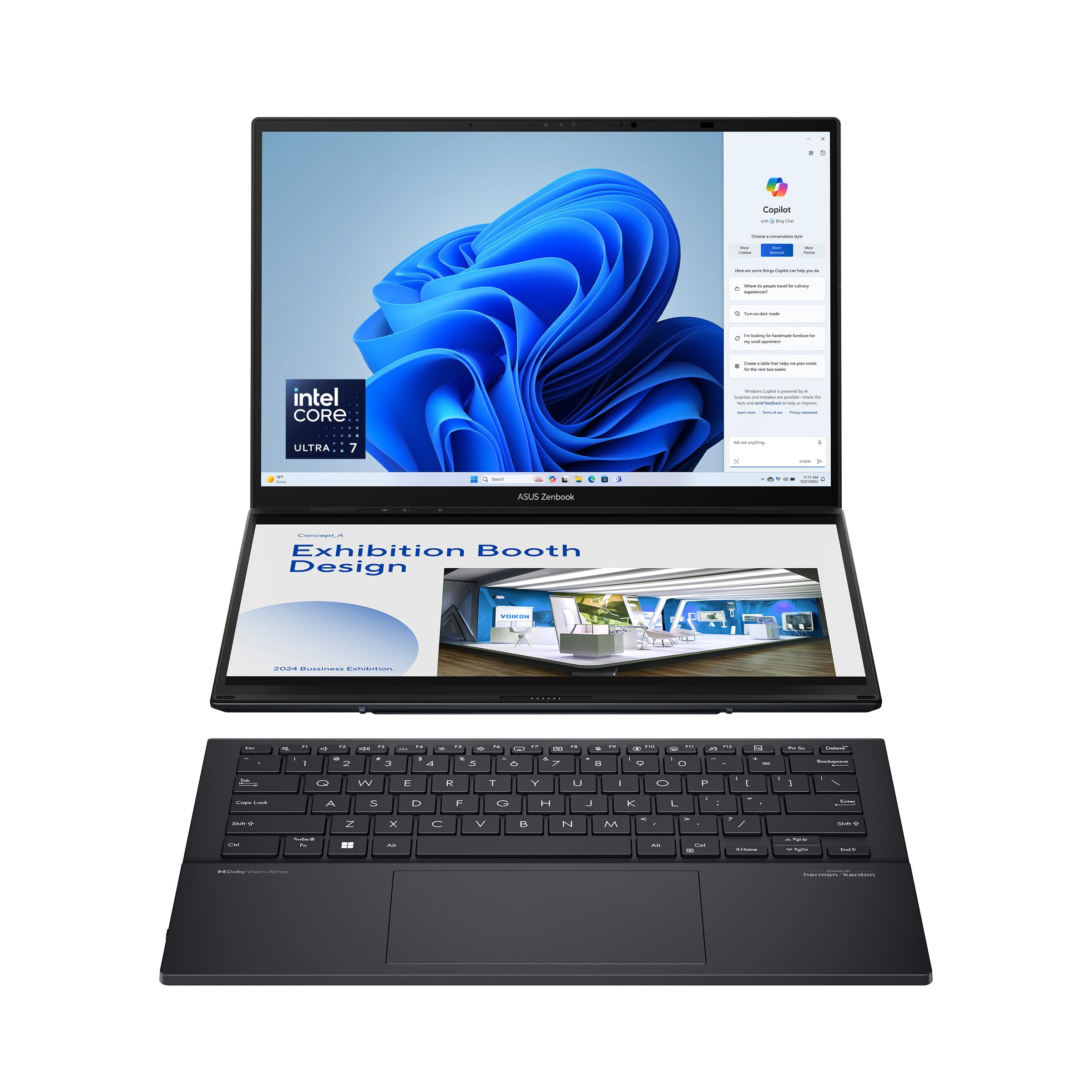ASUS Zenbook Duo OLED UX8406MA-OLEDI7IG اینتل کور الترا 7-155H /16GB RAM/1TB SSD/14 صفحه لمسی 3K (2880X1800) OLED 120Hz/ویندوز 11 هوم - اینکول گری