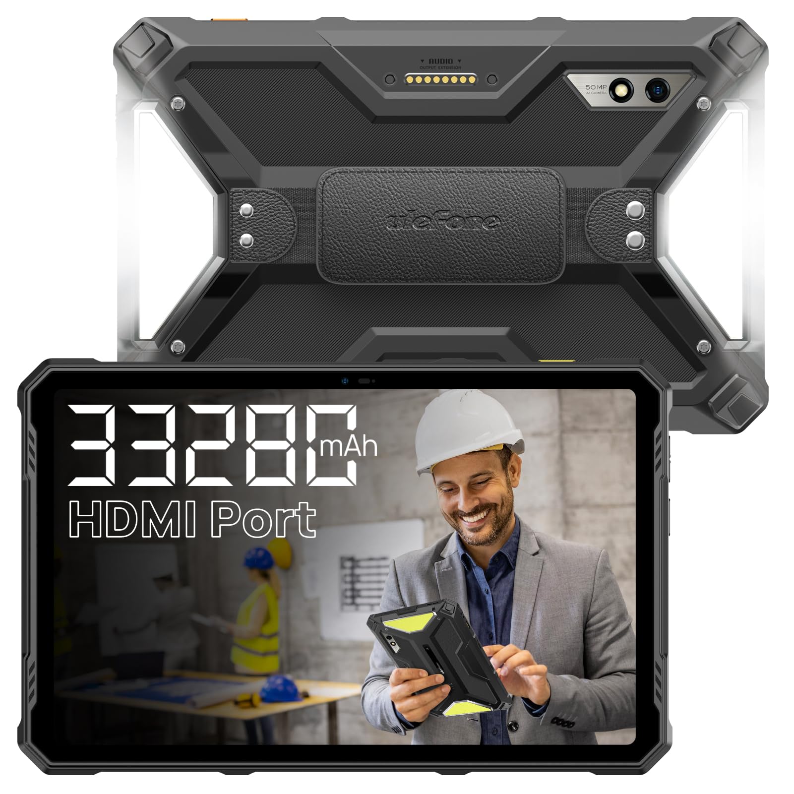 تبلت لمسی Ulefone Armor Pad 3 Pro با صفحه نمایش 10.36 اینچ، لامپ کمپینگ 1100LM، اندروید ضد ضربه 13، صفحه نمایش 2.4K FHD+، تبلت ضد آب و ضد گرد و غبار با ظرافت IP68، دوربین 50 مگاپیکسل+32 مگاپیکسل، دارای GPS/NFC/HDMI/OTG/4G LTE/5G WiFi