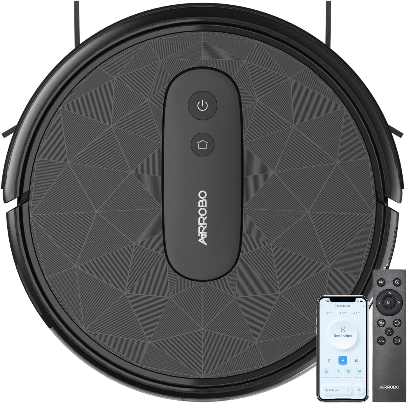 مکنده برقی AIRROBO - ربات جاروبرقی با قدرت مکش 2800 پاسکال، ایده‌آل برای موهای حیوانات خانگی، کف‌های سخت و فرش‌های کم‌ضخامت - شارژ خودکار، کنترل از طریق اپلیکیشن - زمان کارکرد 120 دقیقه.