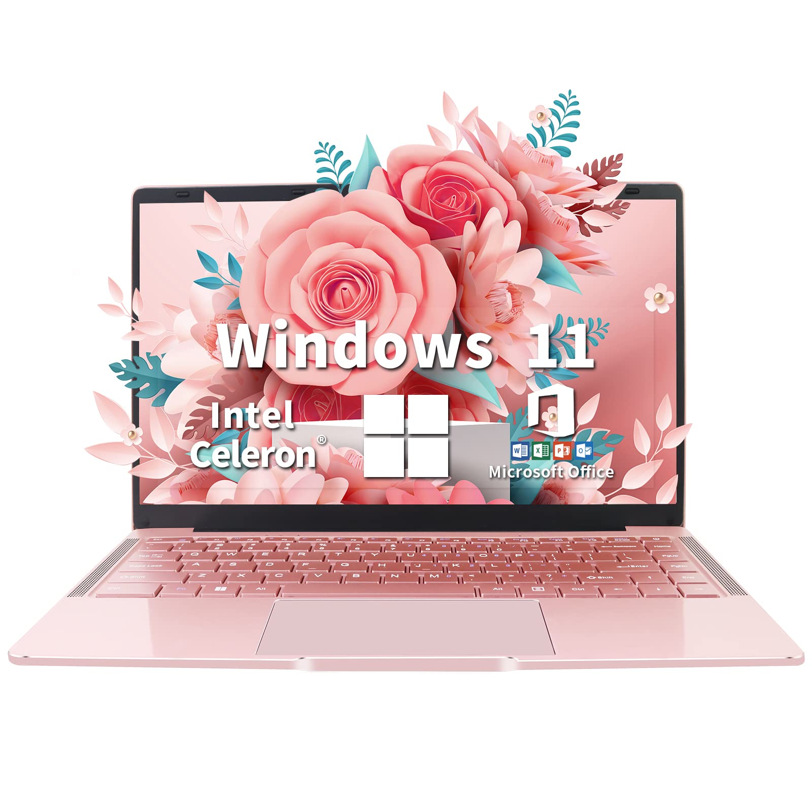 14 Inch Laptop, 6 GB RAM SSD Windows 11 Ultrabook, 1920 x 1080 Pixels, Intel Celeron J4105 Laptops (up to 2.5 GHz) Dual Wi-Fi, 2 x USB 3.0 (Rose Gold, 512GB SSD)(Upgraded)