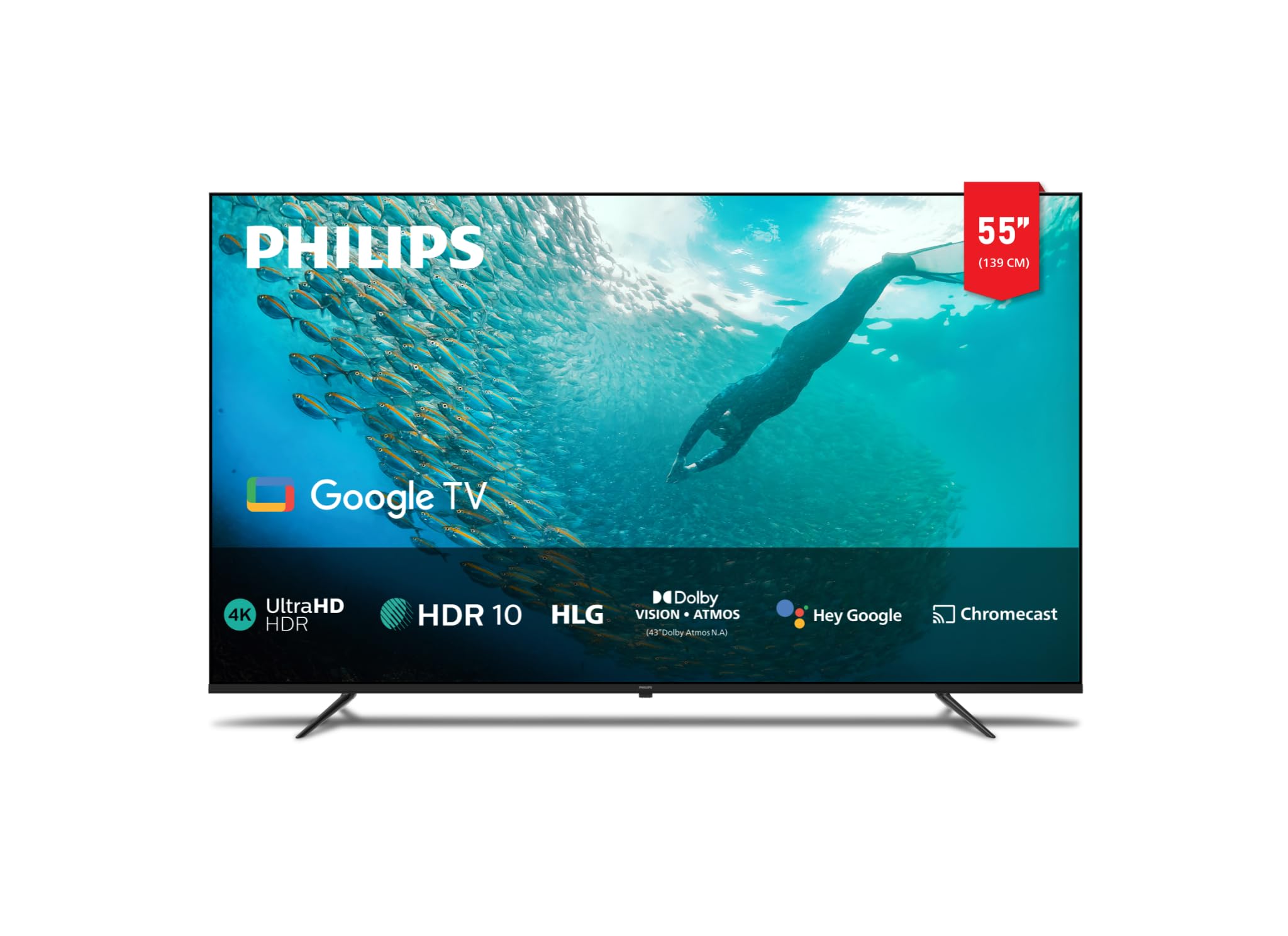 تلویزیون هوشمند گوگل تی وی 4K اولترا اچ دی 55 اینچ PHILIPS با کنترل صوتی بدون دست Dolby Vision Atmos HDR10 با گوگل اسیستنت داخلی (مدل 2024) 55PUT7129/56 سیاه 55 اینچ UHD