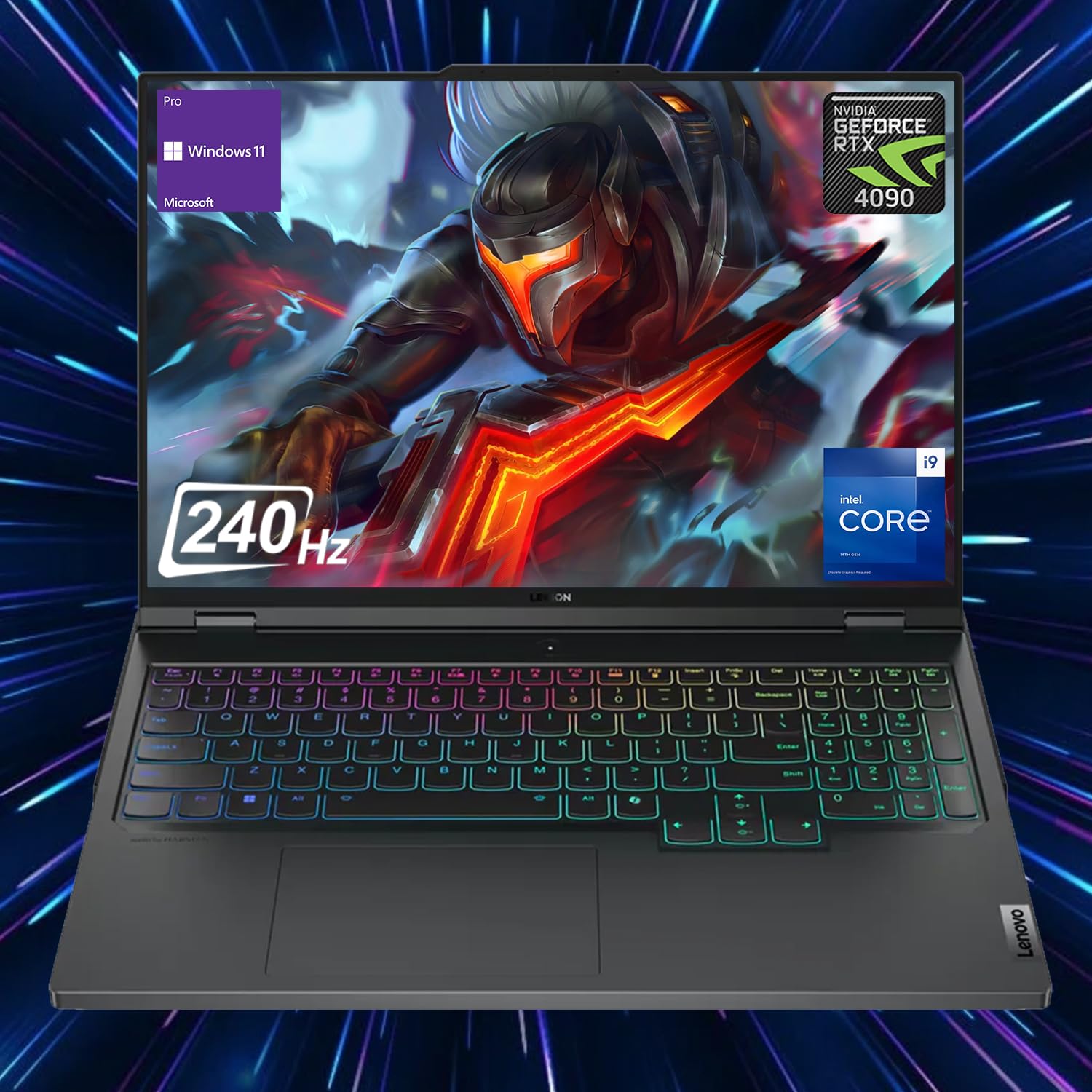 لپ تاپ بازی لنوو لژن پرو جدید ترین لپ تاپ با بازدهی بالا i9، 16 اینچ WQXGA 240Hz، اینتل Core i9-14900HX، NVIDIA GeForce RTX 4090، 64GB DDR5 RAM، 4TB SSD، HDMI، صفحه کلید RGB Backlit، وب کم، Wi-Fi 6، ویندوز 11 Pro