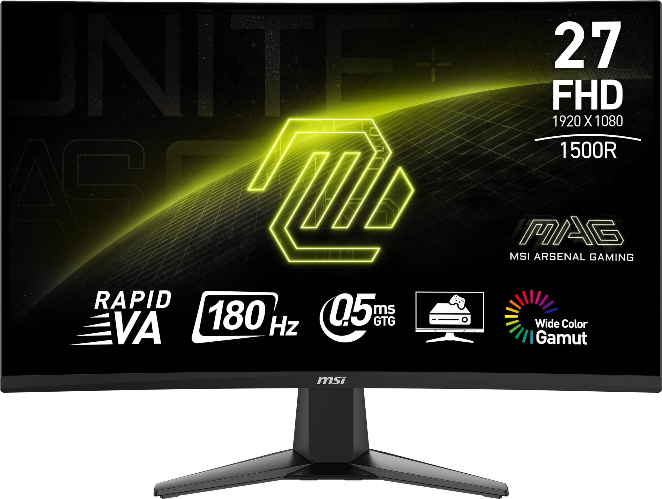 MSI MAG27C6F ۲۷ اینچ ۱۹۲۰ × ۱۰۸۰ (FHD)، تاخیر VA، مانیتور بازیگرانه ۱۸۰Hz، سینک تطبیقی، ۰.۵ میلی ثانیه، HDMI، پورت نمایش، قابل نصب بر روی VESA، تیلت MAG27C6F (مدل جدید)