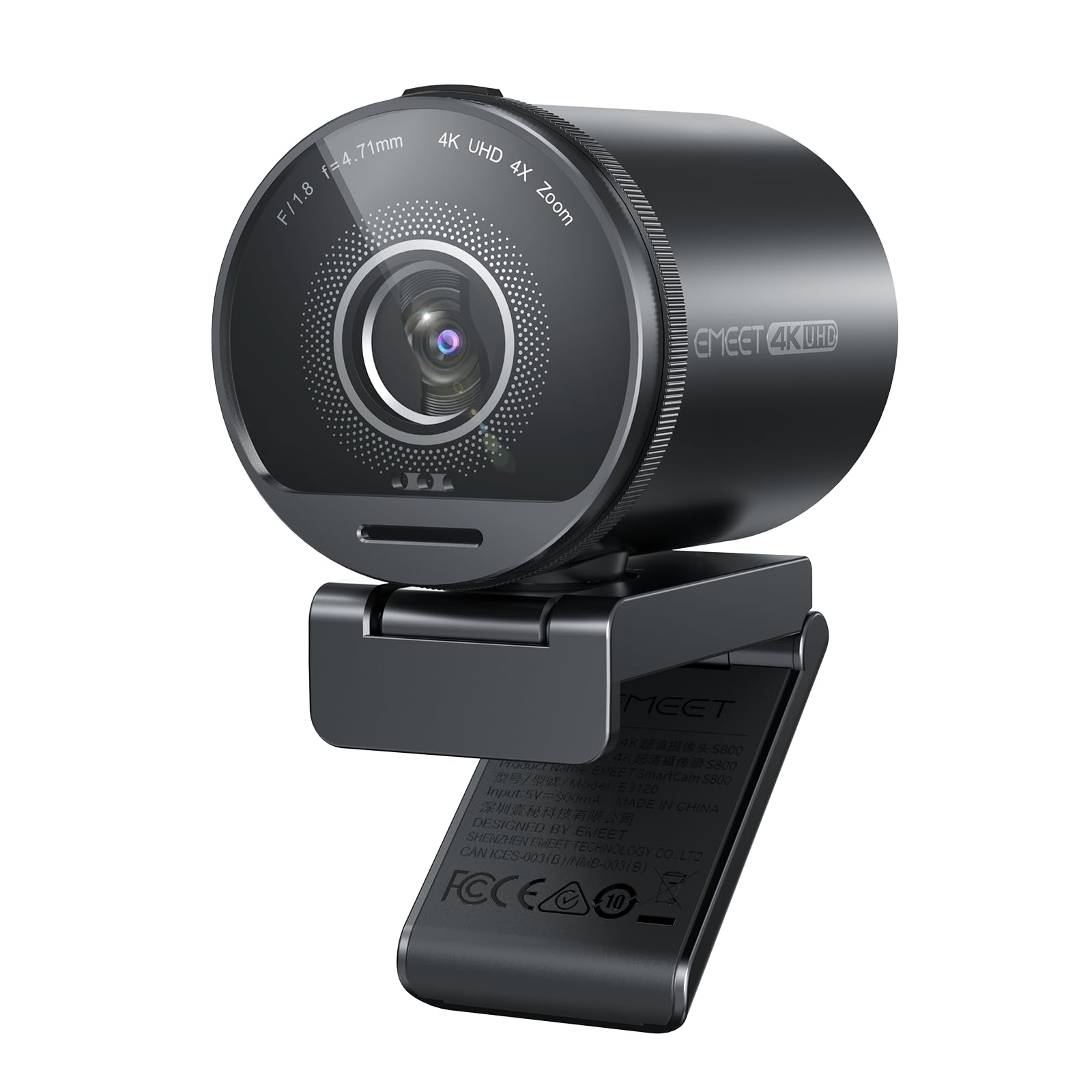 دوربین وب ایمیت اسمارتکم اس ۸۰۰-۴کی با سنسور سونی ۱/۲ اینچ، پشتیبانی از HDR، فوکوس خودکار دوگانه PDAF و TOF، ۱۰۸۰P با سرعت ۶۰ فریم در ثانیه، ۲ میکروفن حذف نویز، ۴۰-۷۳ درجه زاویه دید، مناسب برای استریمینگ زنده و جلسات آنلاین است.