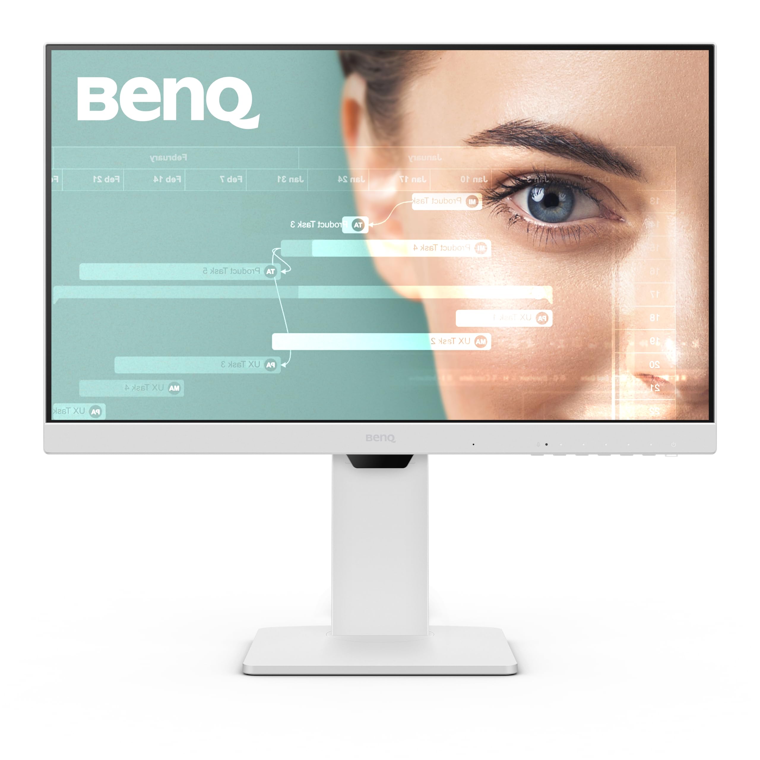 مانیتور اداری BenQ GW2486TC با هاب USB 24 اینچ 1080p | حالت کدنویسی | IPS | تکنولوژی مراقبت از چشم | روشنایی تطبیقی | قابلیت تنظیم ارتفاع | مانیتور سفید | میکروفون حذف‌کننده نوفه | زنجیره دیزی | USB-C 24 اینچ 100Hz | 99% sRGB | USB-C | Ergo