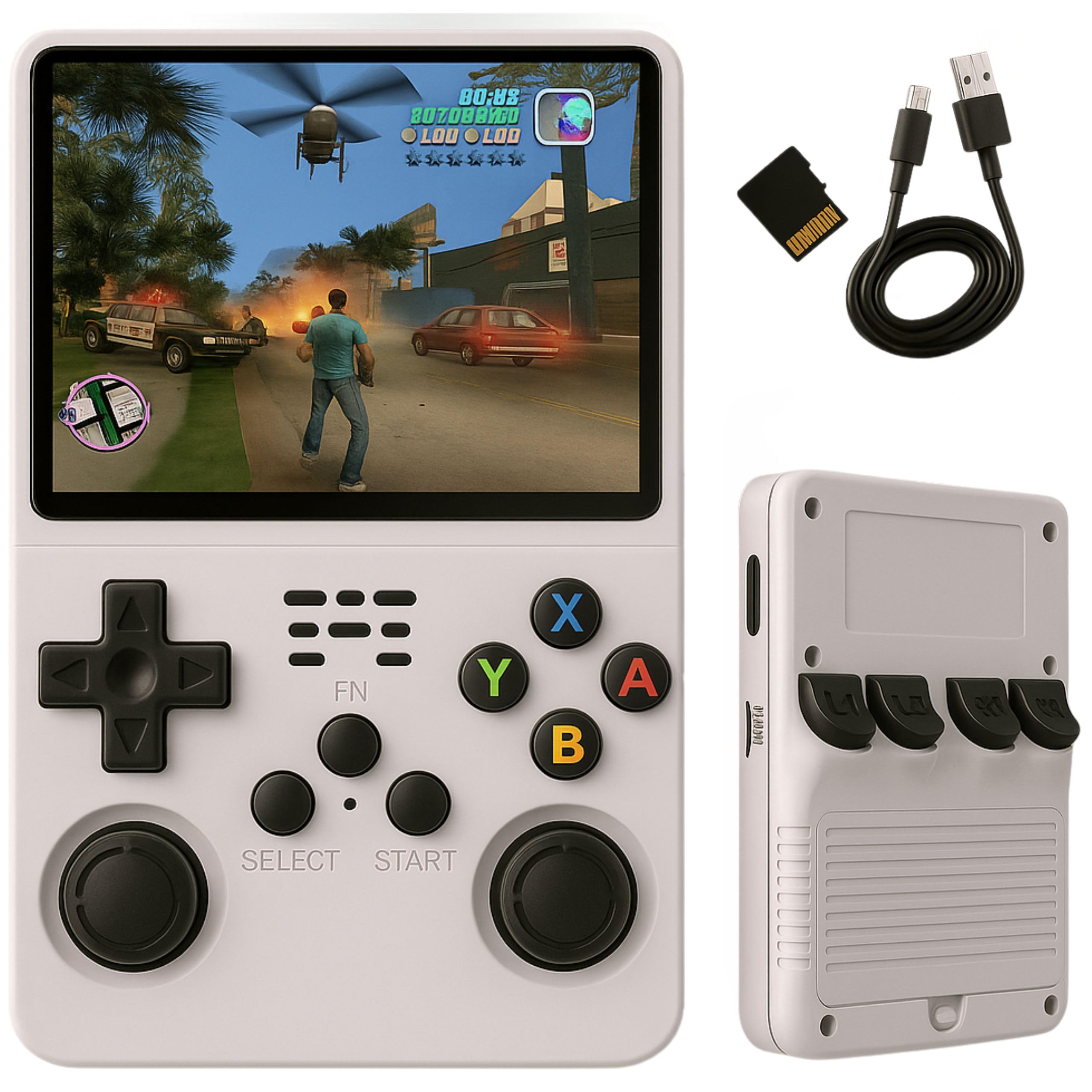 کنسول قابل حمل رترو R36S با 15000 بازی - کنسول قابل حمل کوچک با بازی‌های PS1، PSP، N64، NDS، SuperN، GameB، GBA، NeoG، و غیره. صفحه نمایش HD IPS 3.5 اینچی با رزولوشن 640 در 480 - چهار هسته‌ای 1.6 گیگاهرتز و حافظه RAM 1 گیگابایت