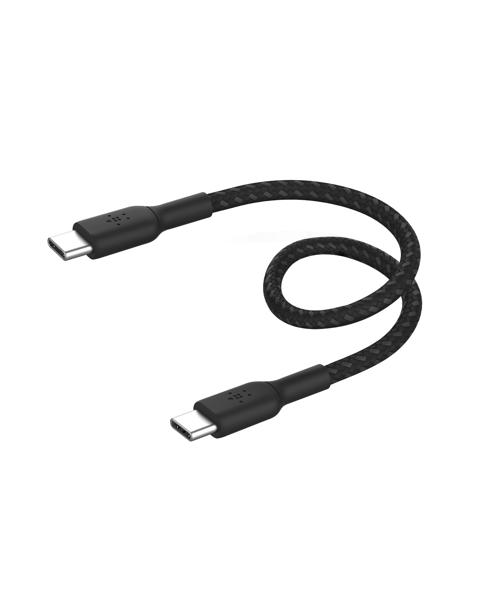 کابل Belkin Fast Charge (0.5ft) USB-C به USB-C بافته شده برای آیفون 16، آیفون 16 پرو، آیفون 16 پرو مکس، آیفون 16 پلاس، آیفون 15، گلکسی S24، S23، نوت 10، پیکسل 9، پیکسل 8، آیپد پرو و ... - رنگ مشکی 15 سانتیمتر مشکی