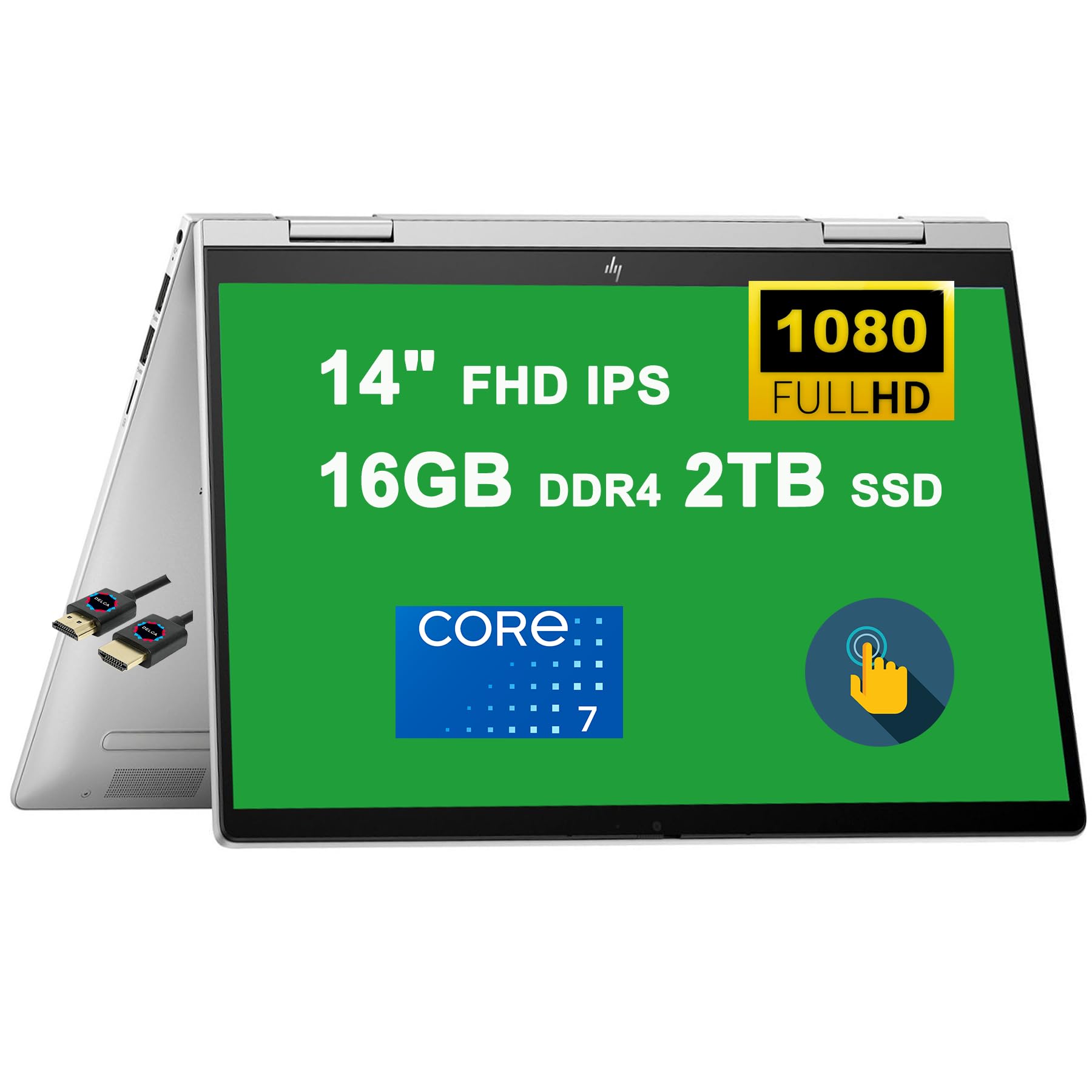 لپ تاپ HP Envy x360 2-in-1 Copolit AI PC | 14" صفحه نمایش FHD IPS Multi-Touch | پردازنده 10 هسته ای اینتل 7 150U (>i7-1355U) | 16 گیگابایت DDR4 2 ترابایت SSD | صفحه کلید دارای نور پس زمینه و اثر انگشت | درگاه USB-C | ویندوز ۱۱ حرفه ای رنگ نقره‌ای (UPGRADE)