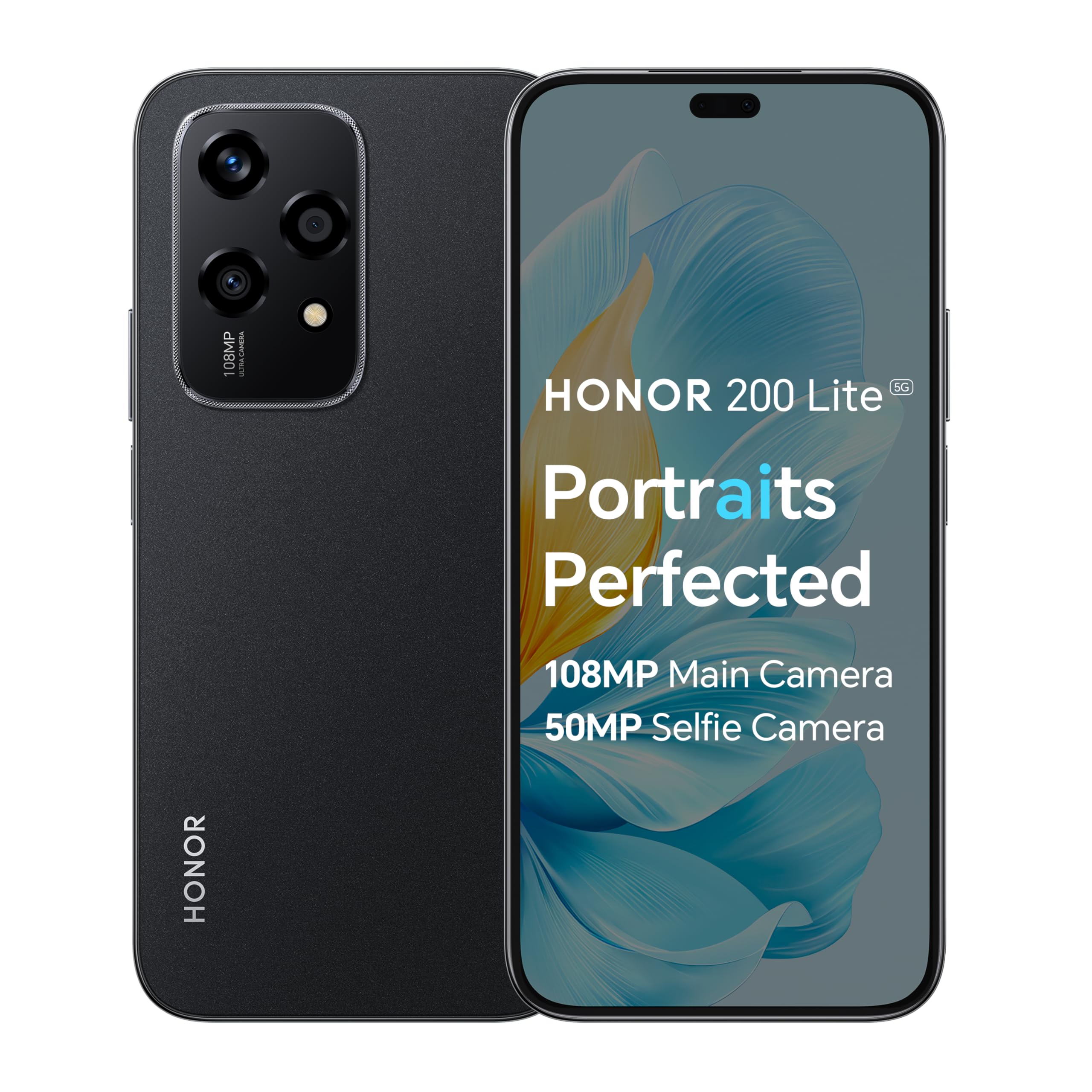 Honor 200 Lite، دو سیم کارت 5G، 8 گیگابایت رم + 256 گیگابایت حافظه داخلی، نمایشگر AMOLED 6.7 اینچی ضد سقوط، دوربین عقب سهگانه 108 مگاپیکسل، مشکی نیمه‌شب - نسخه بین‌المللی