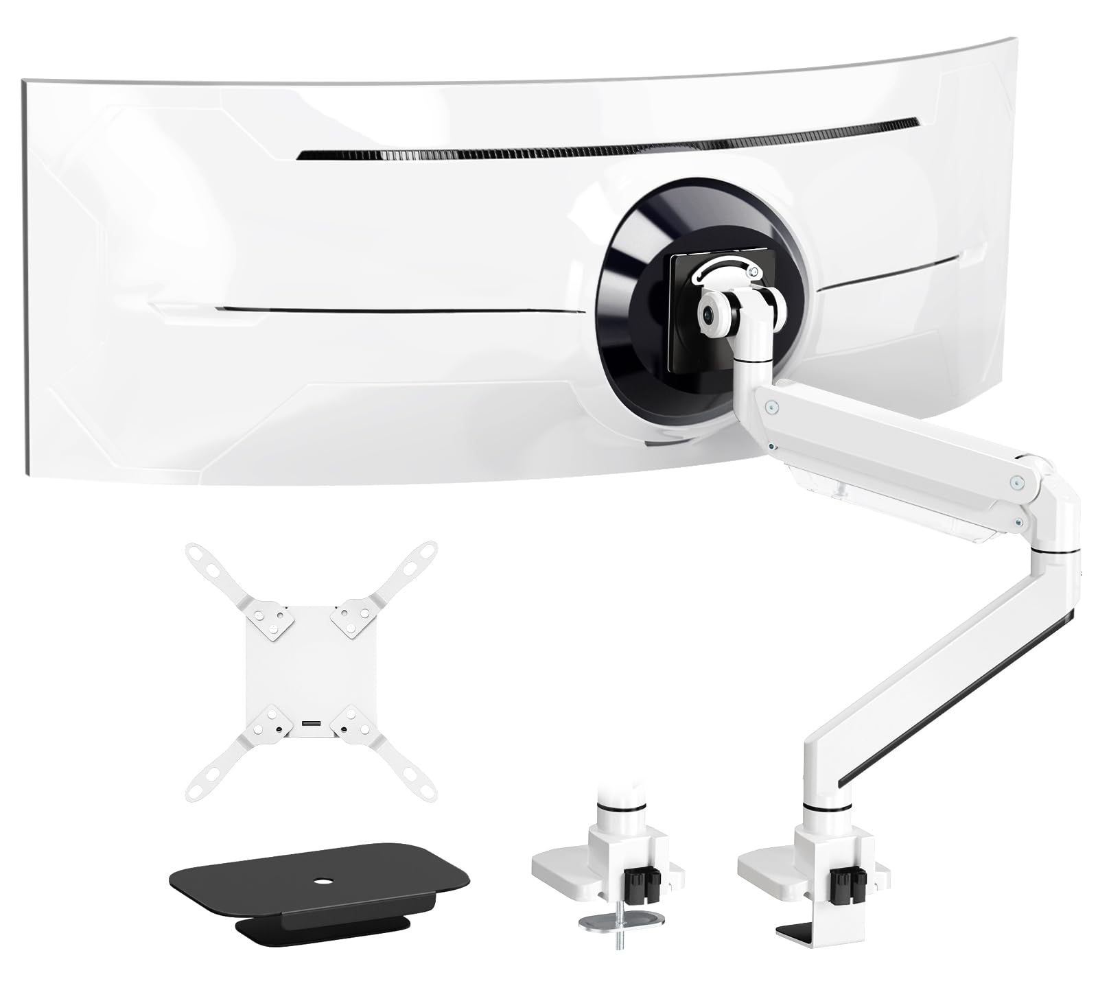 PUTORSEN 17-57 Inch Ultrawide Monitor Arm and TV Desk Mount,up to 59.4 lbs, Premium Aluminum Single Monitor Arm Desk Mount with Gas Spring, Steel Reinforcement Plate, VESA 75x75 to 200x200