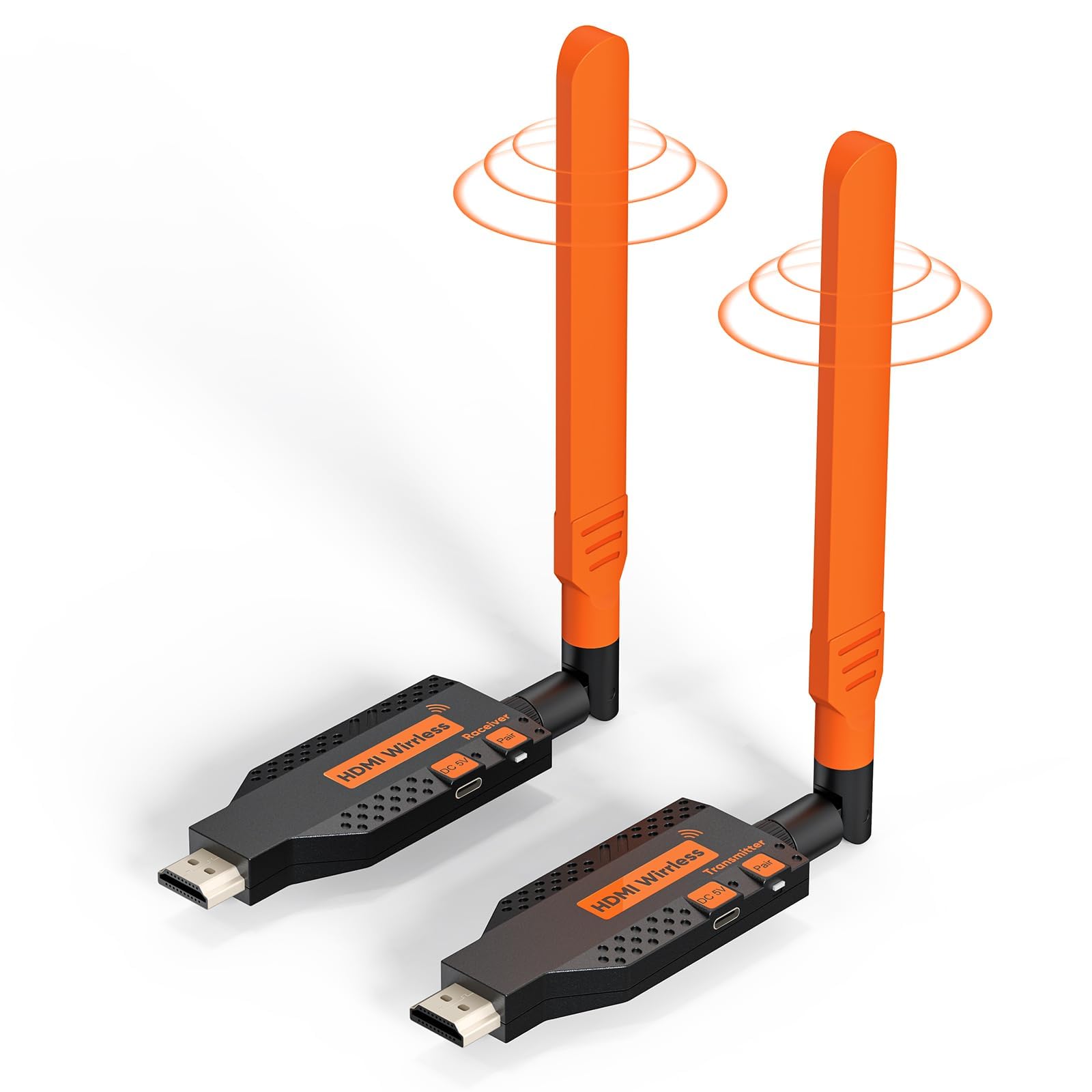 فرستنده و گیرنده بی‌سیم HDMI NALACAL، کیت تقویت کننده بی‌سیم HDMI قابل حمل 5G، برای پخش ویدیو و صدا به تلویزیون/پروژکتور از لپتاپ/دوربین تا 350 فوت با آنتن قابل جداشدنست.