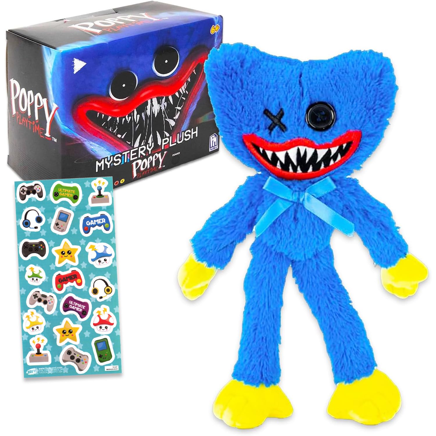 بازی Party Poppy Play Time Blind Box با عروسک 10 اینچی - بسته با Poppy Play Time Mystery Plush Plus Phone Decals | مجموعه اسباب بازی Poppy Play Time