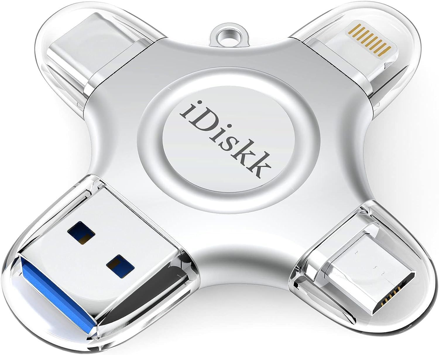 iDiskk【MFi Certified]】4in1 1TB فلش درایو برای آیفون 16/15 آیپد درایو lightning حافظه چند منظوره ذخیره سازی خارجی برای آی او اس و اندروید تلفن های سامسونگ دستگاه های تایپ c و مک بوک کامپیوتر Autobackup