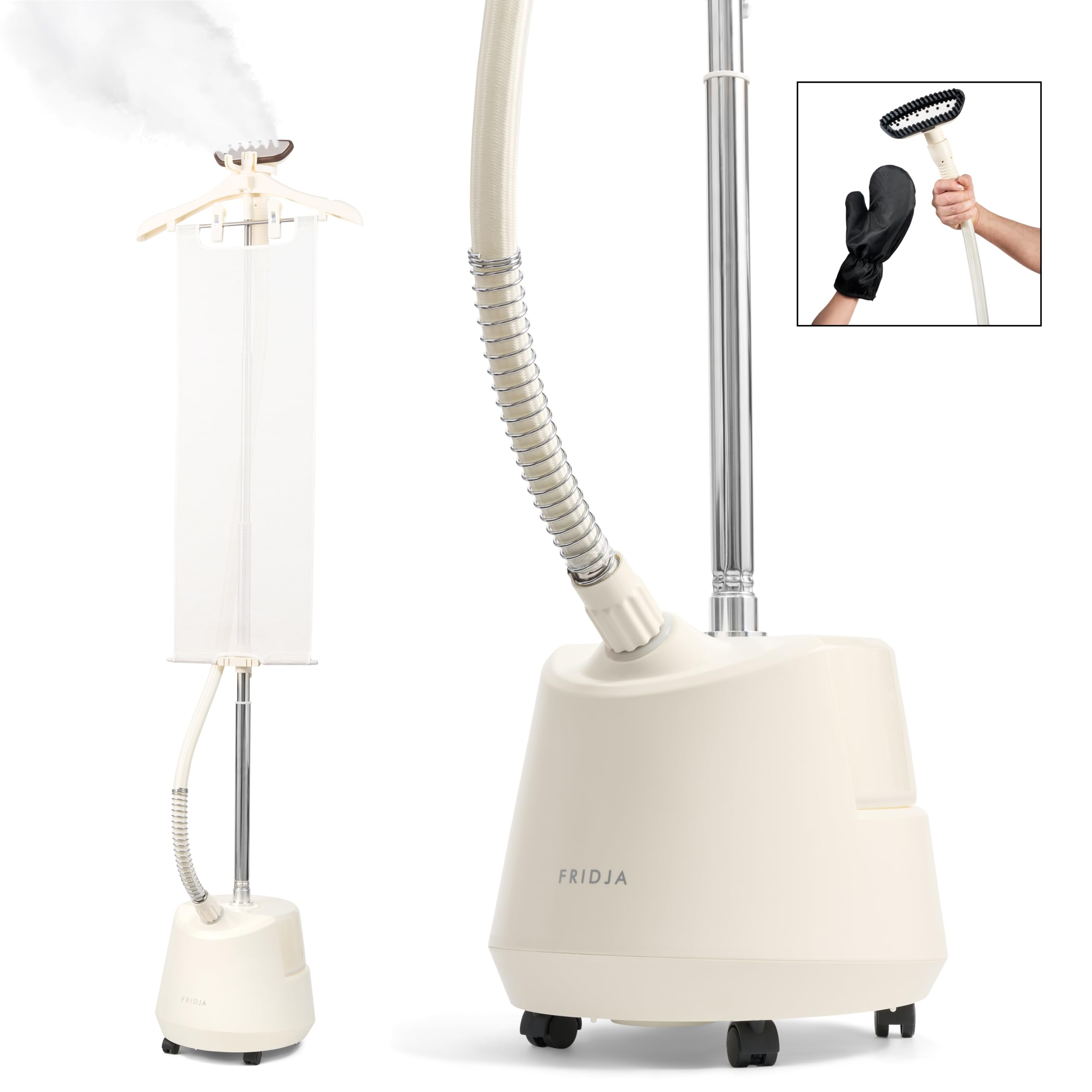 FRIDJA Powerful 2200W Premium Garment Steamer with 3L Water Tank Double Steam Setting for Quick Wrinkle Removal, Suitable for All Fabrics, New 2024 Design, f1200 Garment Steamer Pro, Off-White Off White