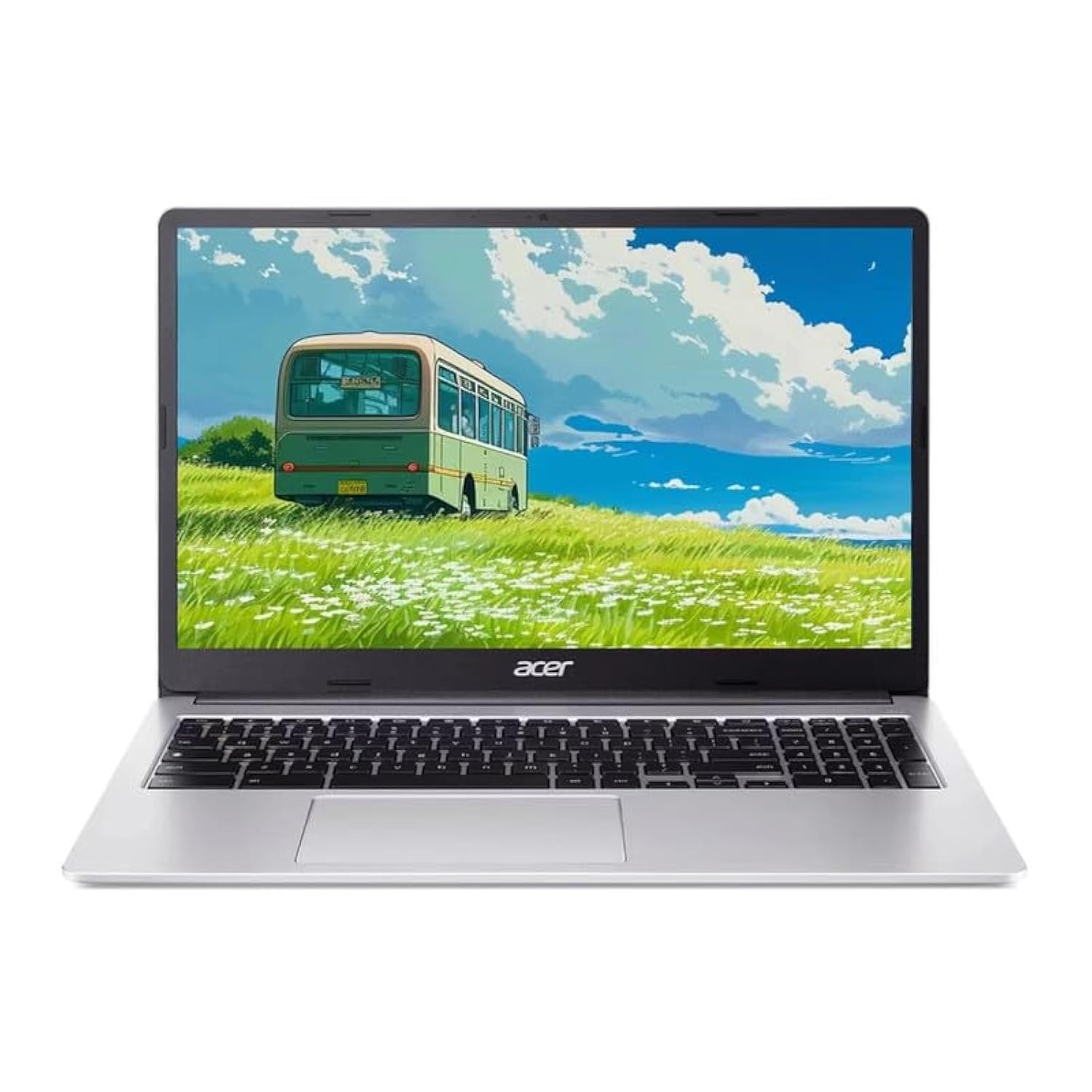 لپ تاپ نمایشگر FHD 15.6 اینچی Acer Chromebook 315، Intel Celeron N4500، 4 گیگابایت رم، 64 گیگابایت eMMC، وب‌کم، سیستم عامل Chrome OS، نقره‌ای خالص، کیف حفاظتی همراه، کارت حافظه TWE 64 گیگابایتی
